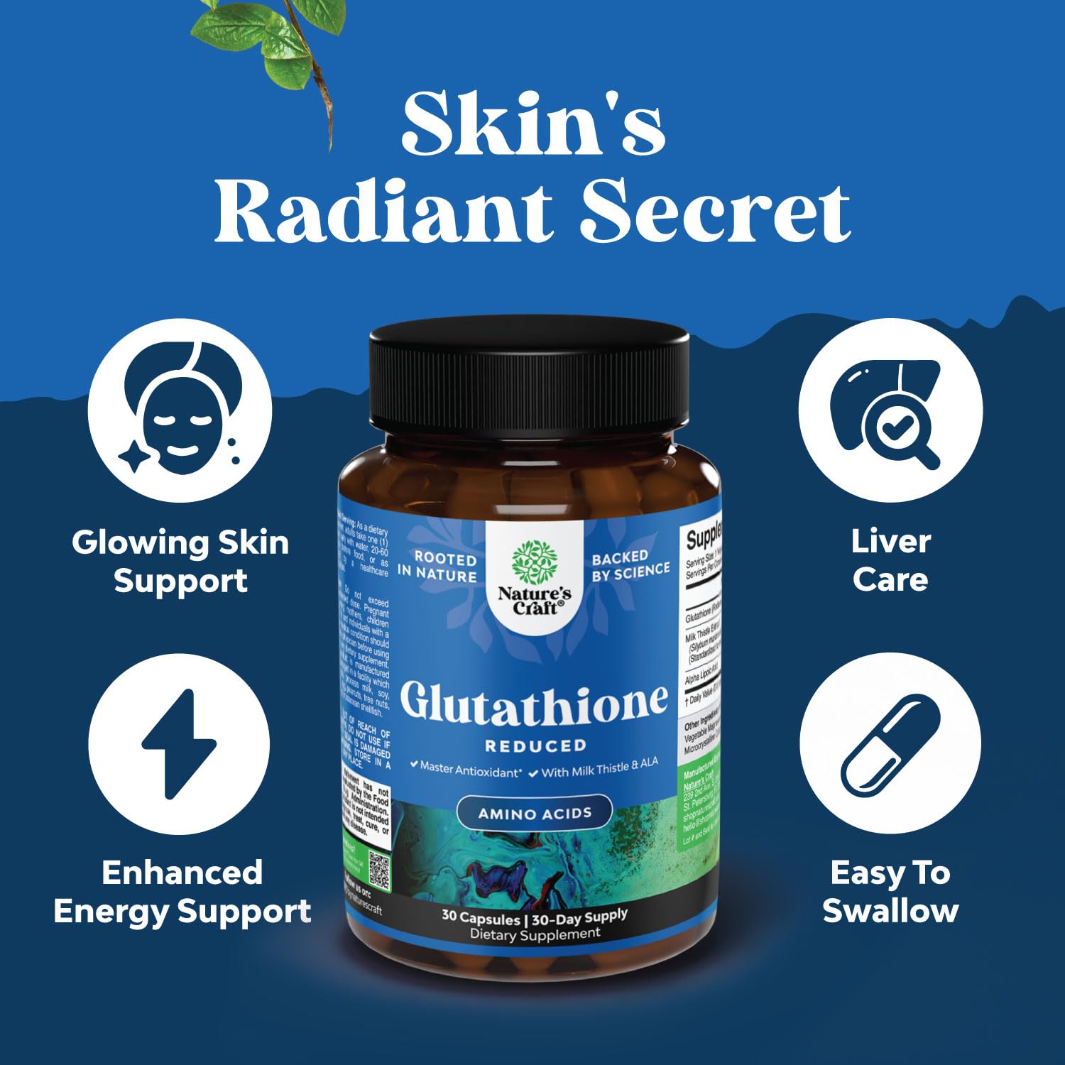 Foto 4 pulgar | Suplemento Natures Craft Con Contenido Reducido De Glutatión De 500 Mg Con Silimarina - Venta Internacional.