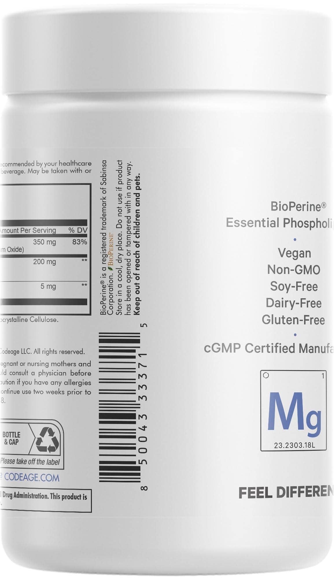 Foto 5 pulgar | Suplemento De Glicinato De Magnesio Liposomal Codeage 350 Mg - Venta Internacional.