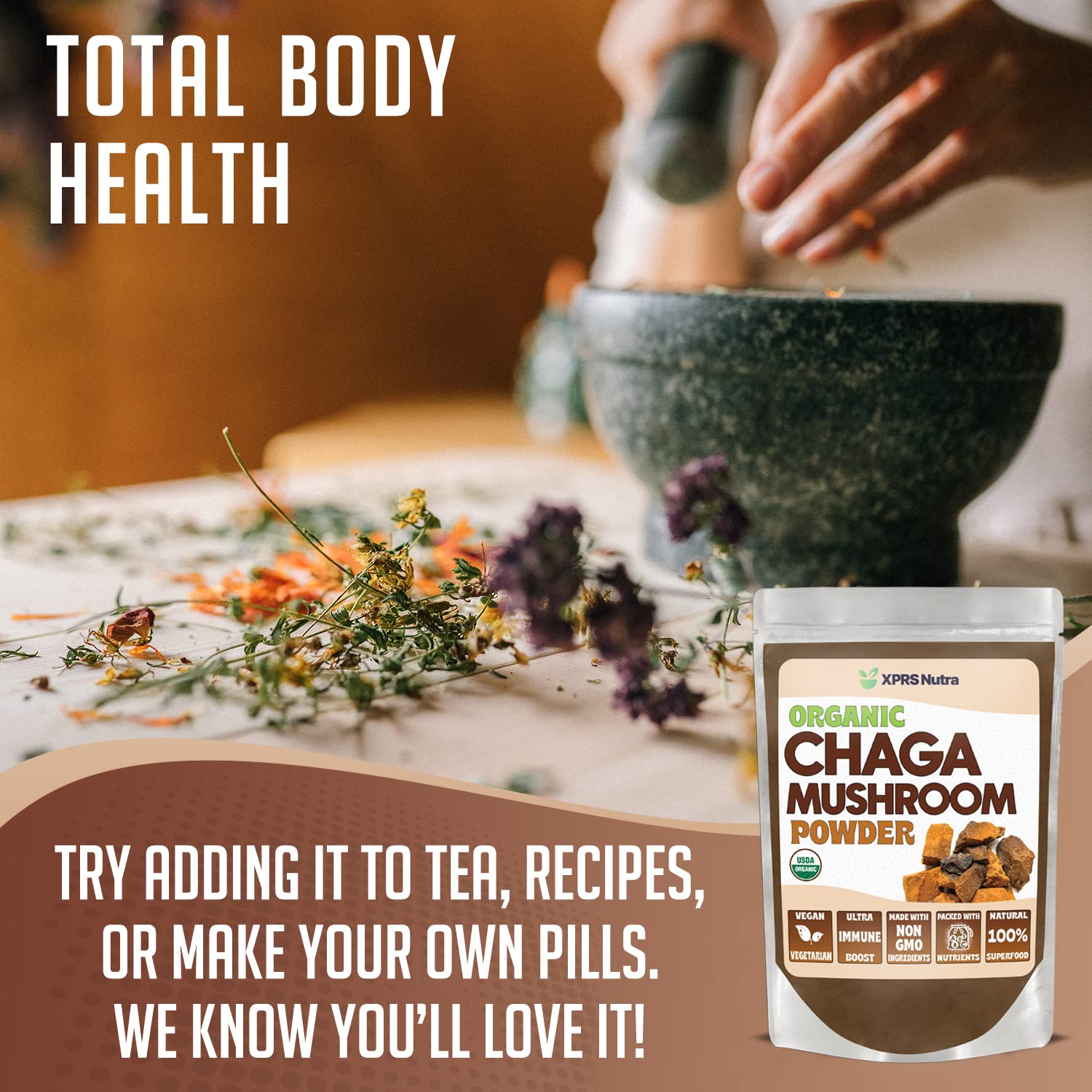 Foto 4 pulgar | Polvo De Hongos Chaga Xprs Nutra Premium Usda Organic 500 Ml - Venta Internacional.