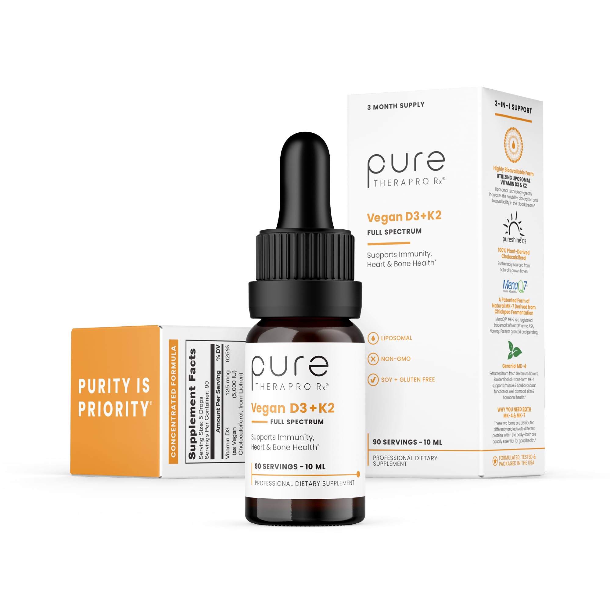Foto 2 pulgar | Suplemento De Vitamina D3+ K2 Vegano Pure Therapro Rx, 10 Ml - Venta Internacional.