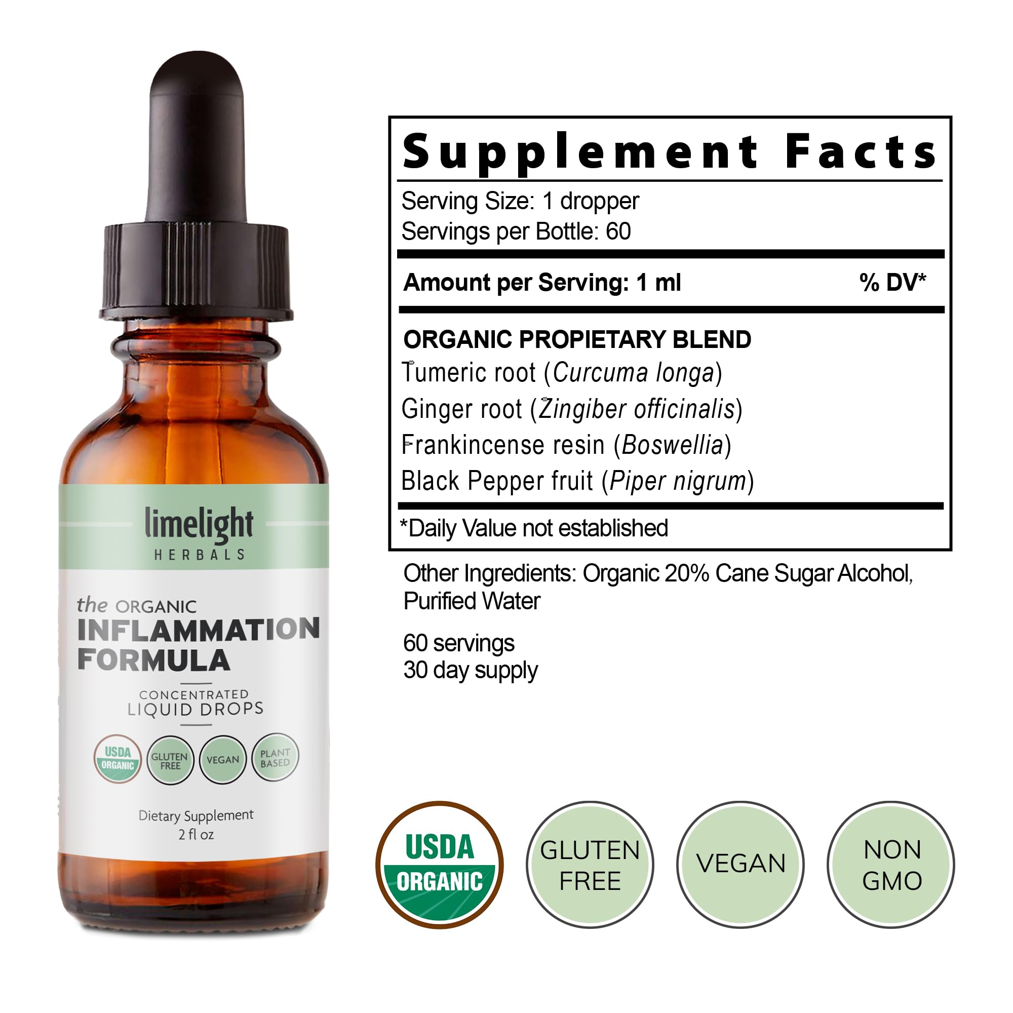 Foto 7 | Suplemento Orgánico Para La Inflamación De Limelight Herbals, 60 Porciones - Venta Internacional.