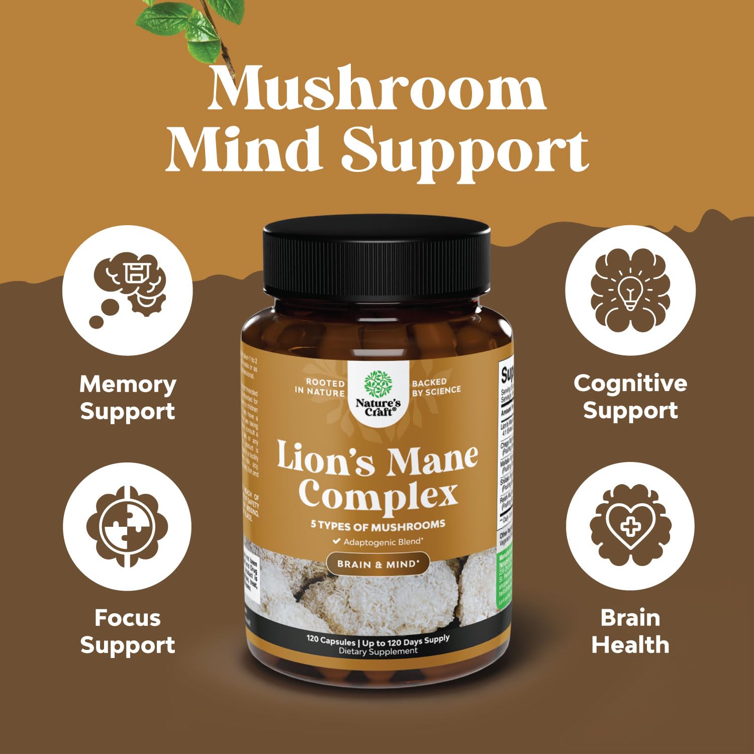 Foto 4 pulgar | Suplemento Natures Craft Advanced Lion's Mane Con Reishi 120 Cápsulas - Venta Internacional.