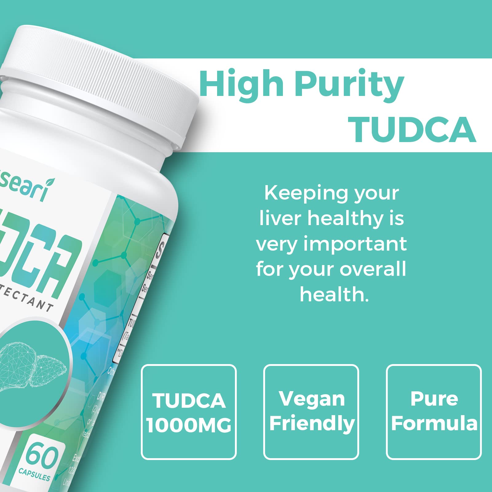 Foto 4 pulgar | Suplemento De Sales Biliares Tudca De Kayseari, 1000 Mg, 60 Cápsulas Vegetarianas - Venta Internacional.