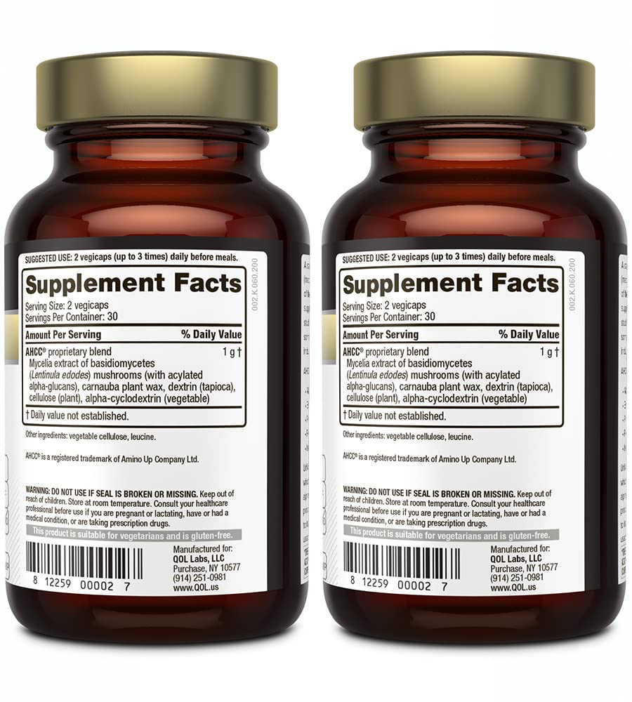 Foto 3 pulgar | Suplemento Quality Of Life Premium Kinoko Gold Ahcc 500 Mg, Paquete De 2 - Venta Internacional.