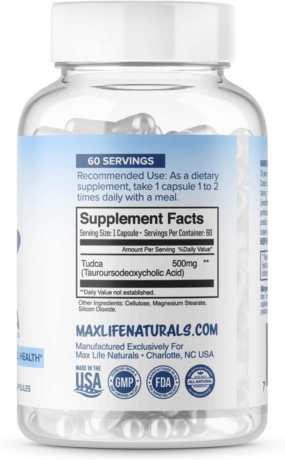 Foto 3 pulgar | Suplemento De Apoyo Hepático Maxlife Naturals Tudca 500 Mg - Venta Internacional.