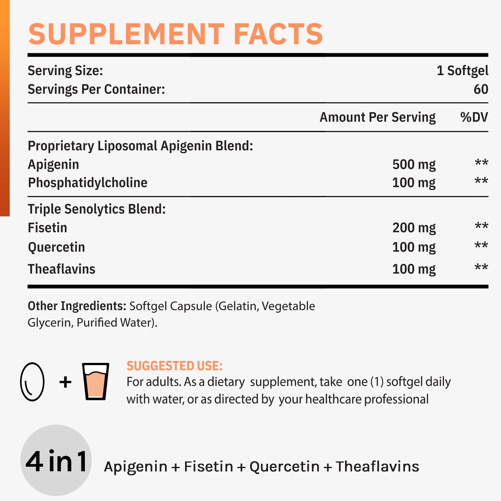 Foto 4 pulgar | Suplemento Cenffitio, Apigenina Liposomal, 500 Mg, Cápsulas Blandas, 60 Unidades - Venta Internacional.