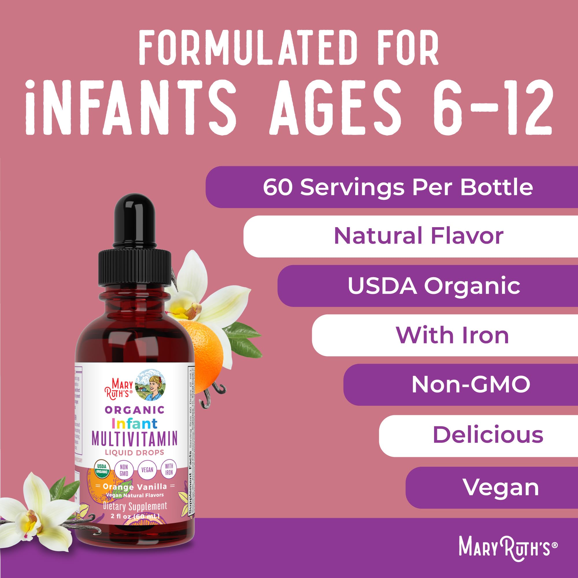 Foto 4 pulgar | Multivitamínico Y Multimineral Para Bebés Con Hierro Maryruth Organics - Venta Internacional.