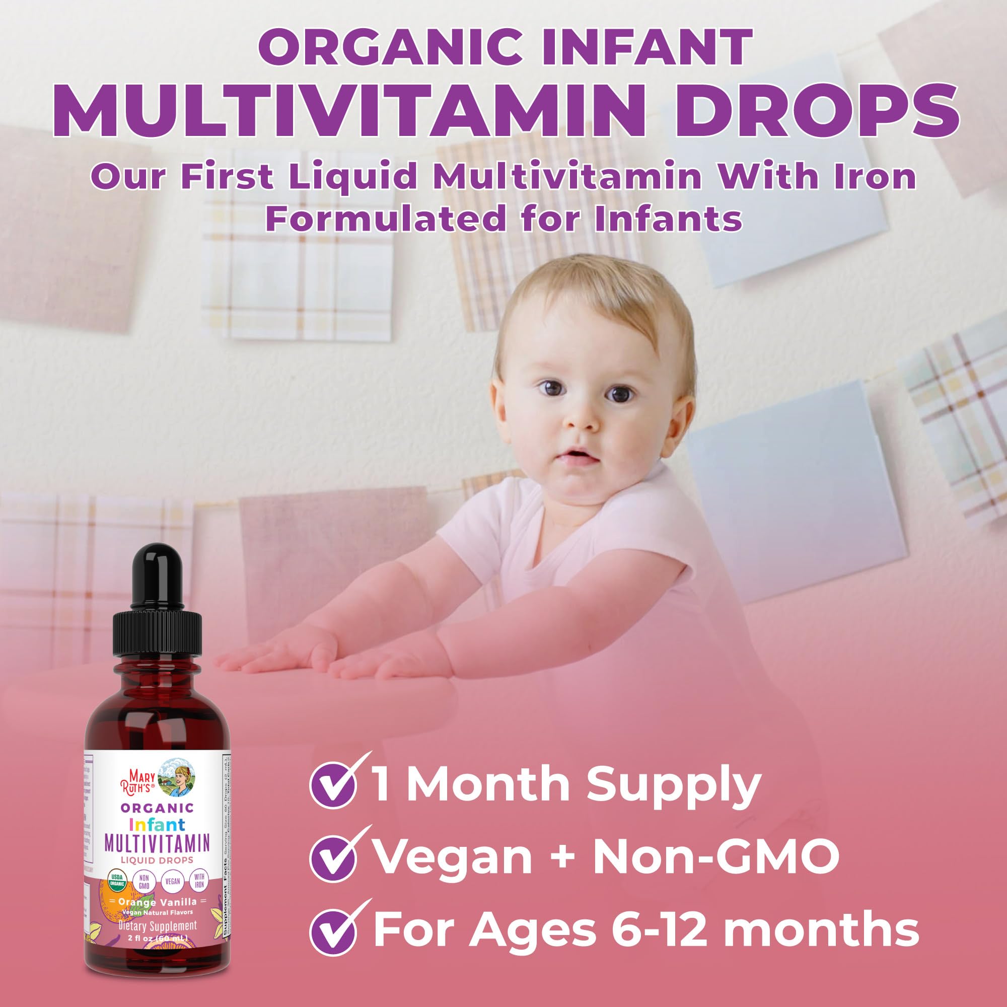 Foto 8 pulgar | Multivitamínico Y Multimineral Para Bebés Con Hierro Maryruth Organics - Venta Internacional.