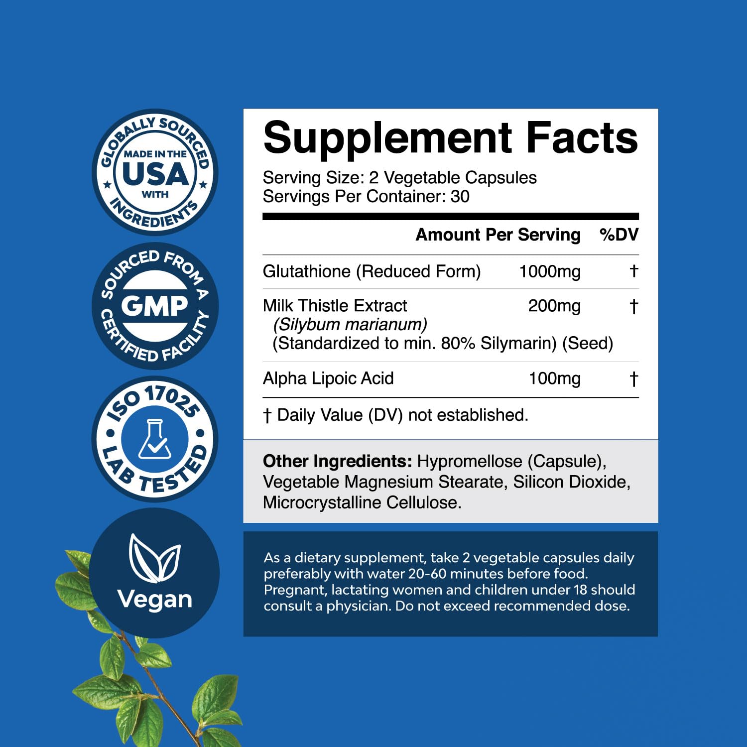 Foto 3 pulgar | Suplemento Natural De Glutatión Vore L De 1000 Mg Con Silimarina - Venta Internacional