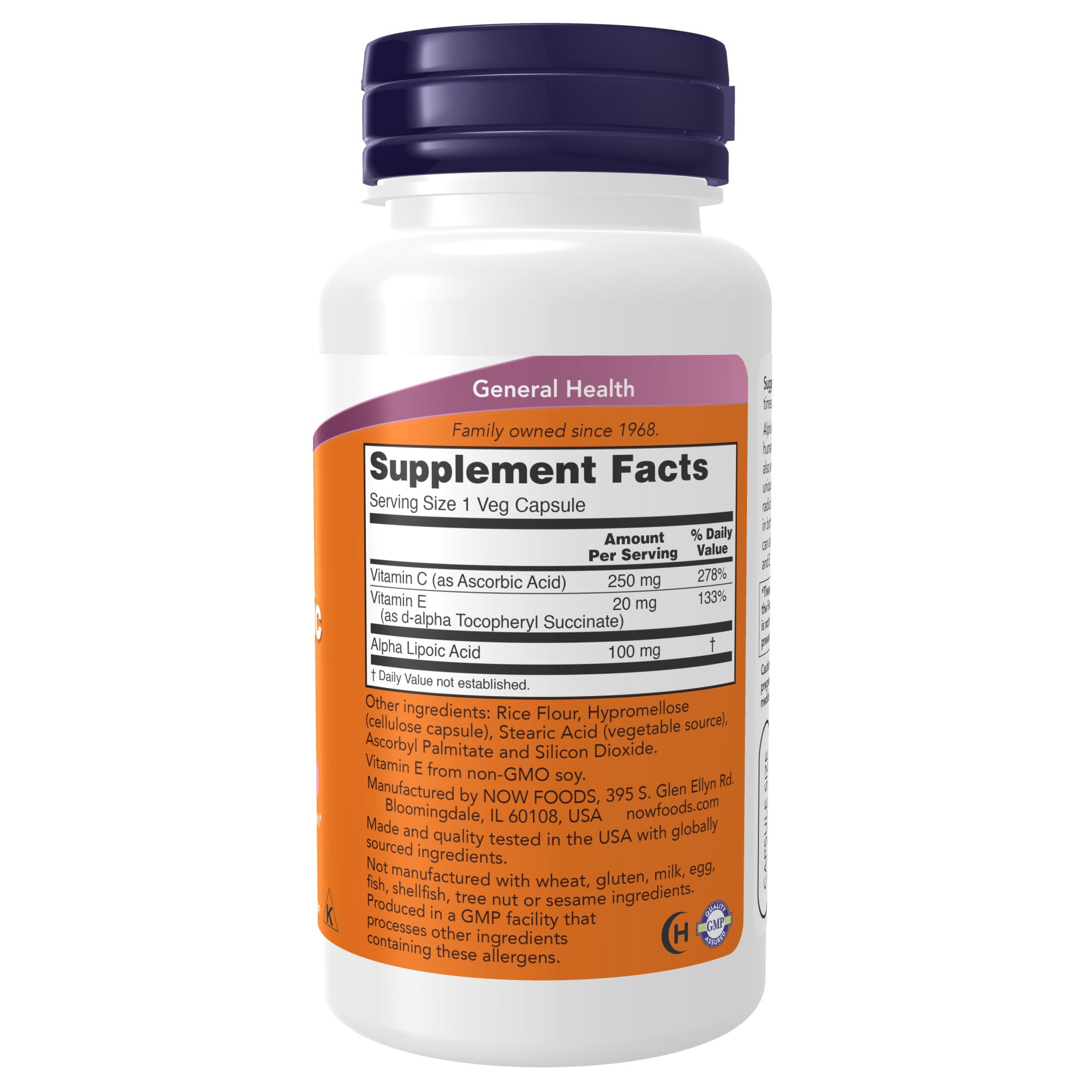 Foto 3 pulgar | Suplemento Now De Ácido Alfa Lipoico 100 Mg Con Vitamina C Y E 60 Cápsulas - Venta Internacional.