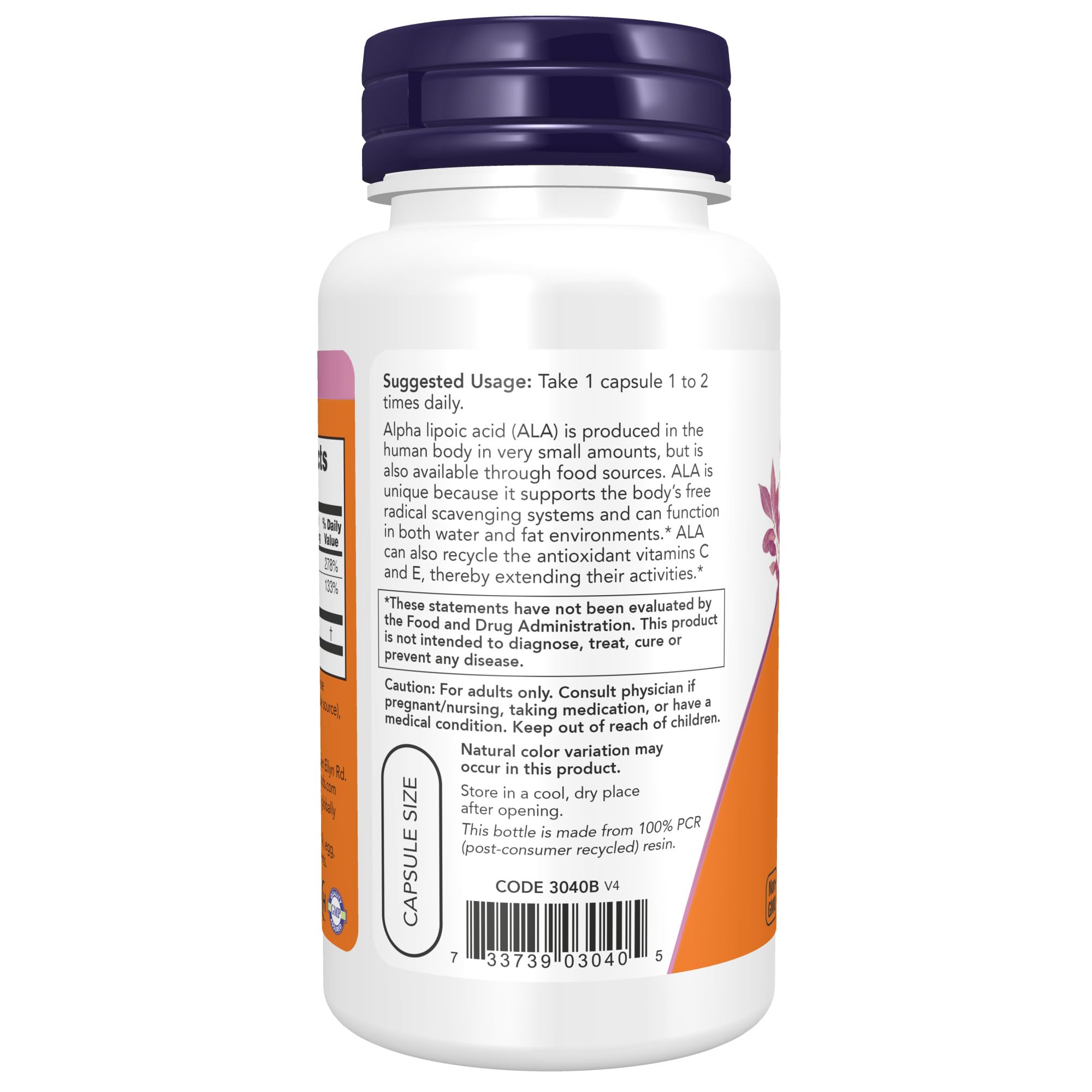 Foto 4 pulgar | Suplemento Now De Ácido Alfa Lipoico 100 Mg Con Vitamina C Y E 60 Cápsulas - Venta Internacional.