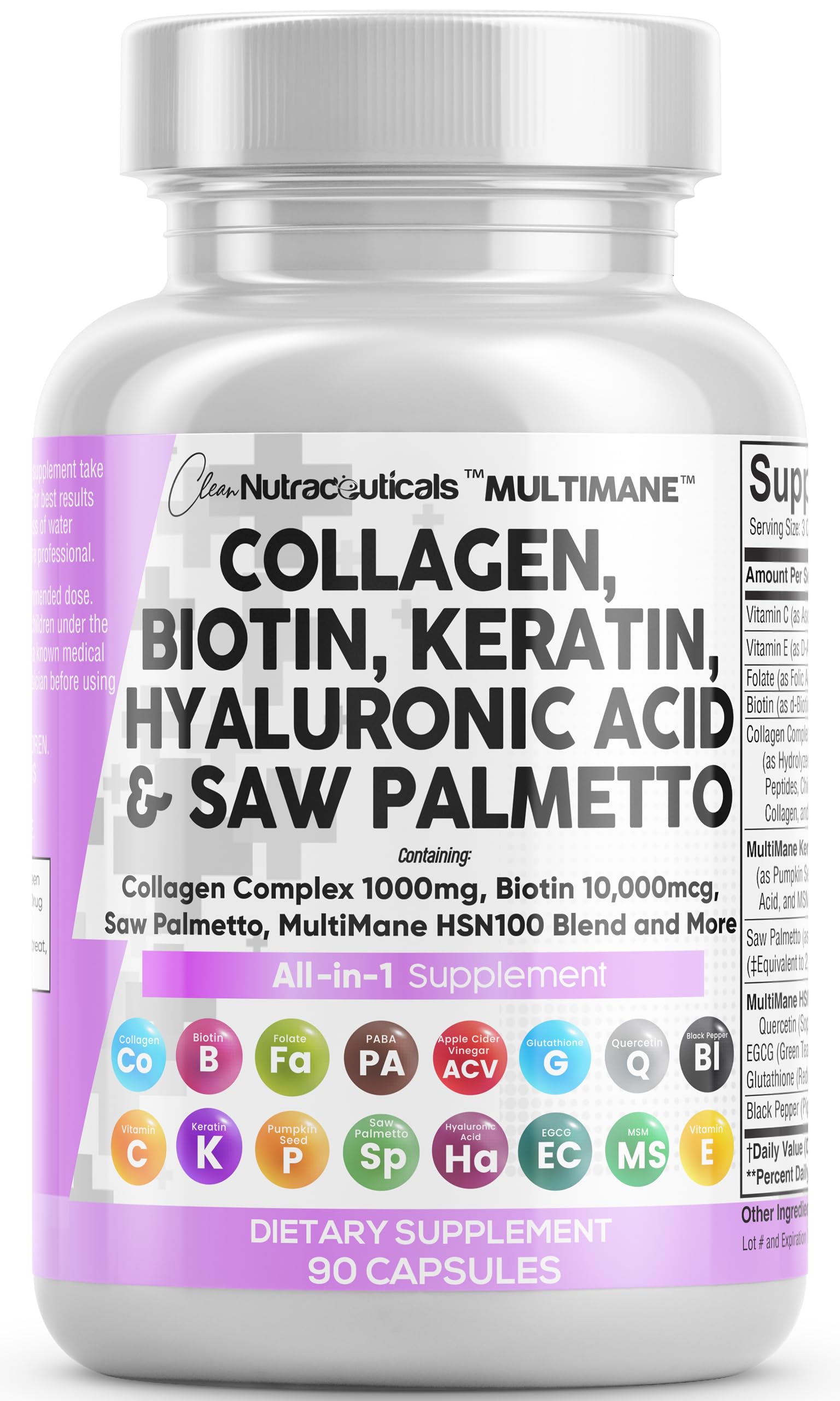 Foto 1 | Suplemento De Colágeno De Clean Nutraceuticals, 1000 Mg, Biotina, 10000 Mcg - Venta Internacional.