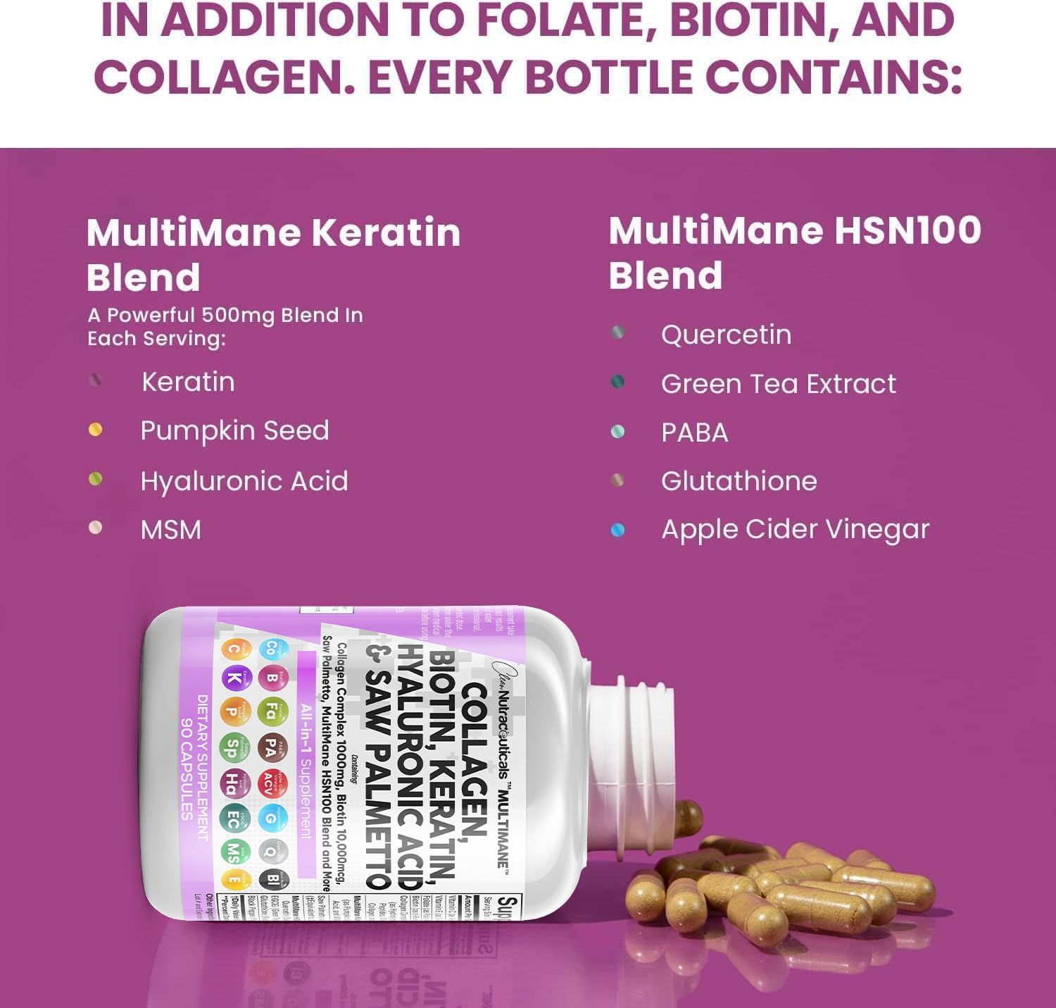 Foto 5 | Suplemento De Colágeno De Clean Nutraceuticals, 1000 Mg, Biotina, 10000 Mcg - Venta Internacional.