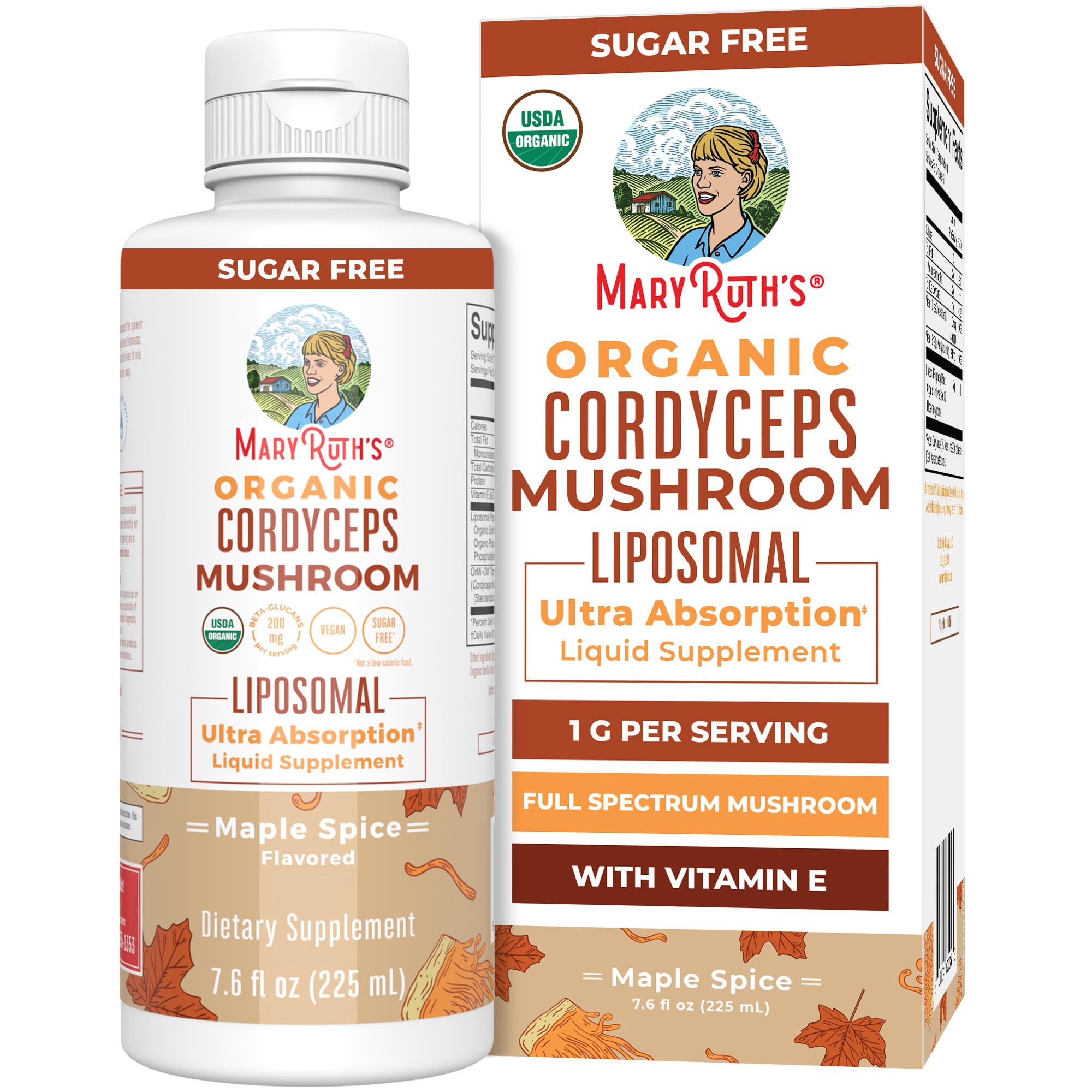 Foto 2 pulgar | Suplemento De Hongo Cordyceps Orgánico Maryruth's, 225 Ml, Vegano - Venta Internacional.