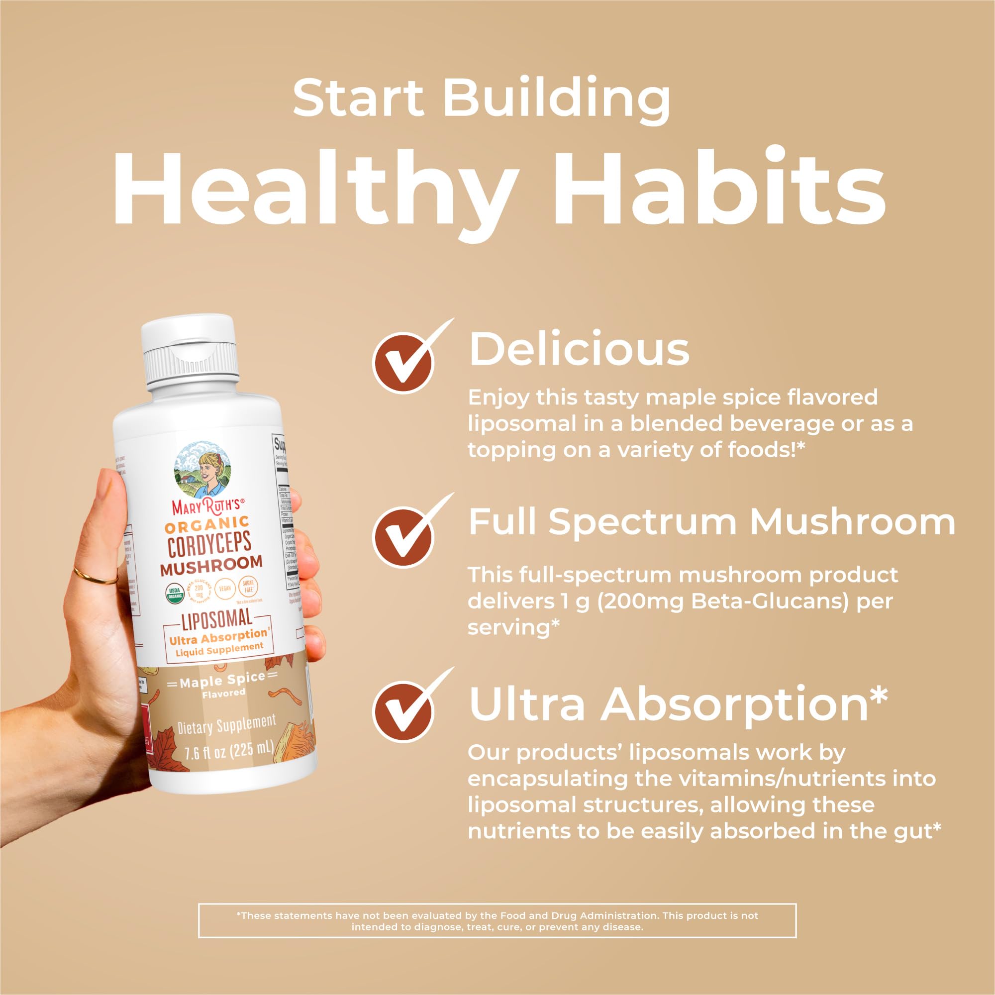 Foto 3 pulgar | Suplemento De Hongo Cordyceps Orgánico Maryruth's, 225 Ml, Vegano - Venta Internacional.