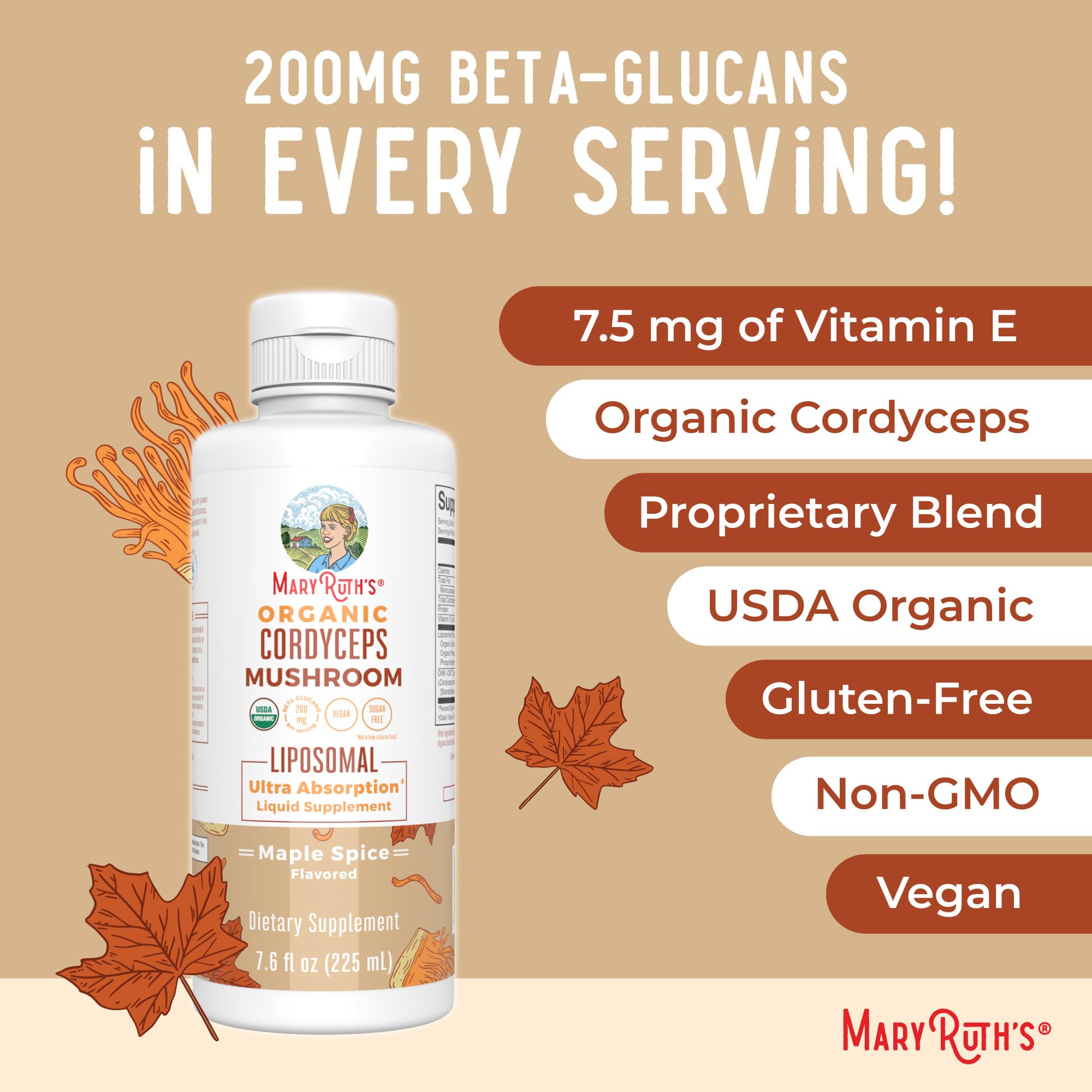 Foto 7 | Suplemento De Hongo Cordyceps Orgánico Maryruth's, 225 Ml, Vegano - Venta Internacional.