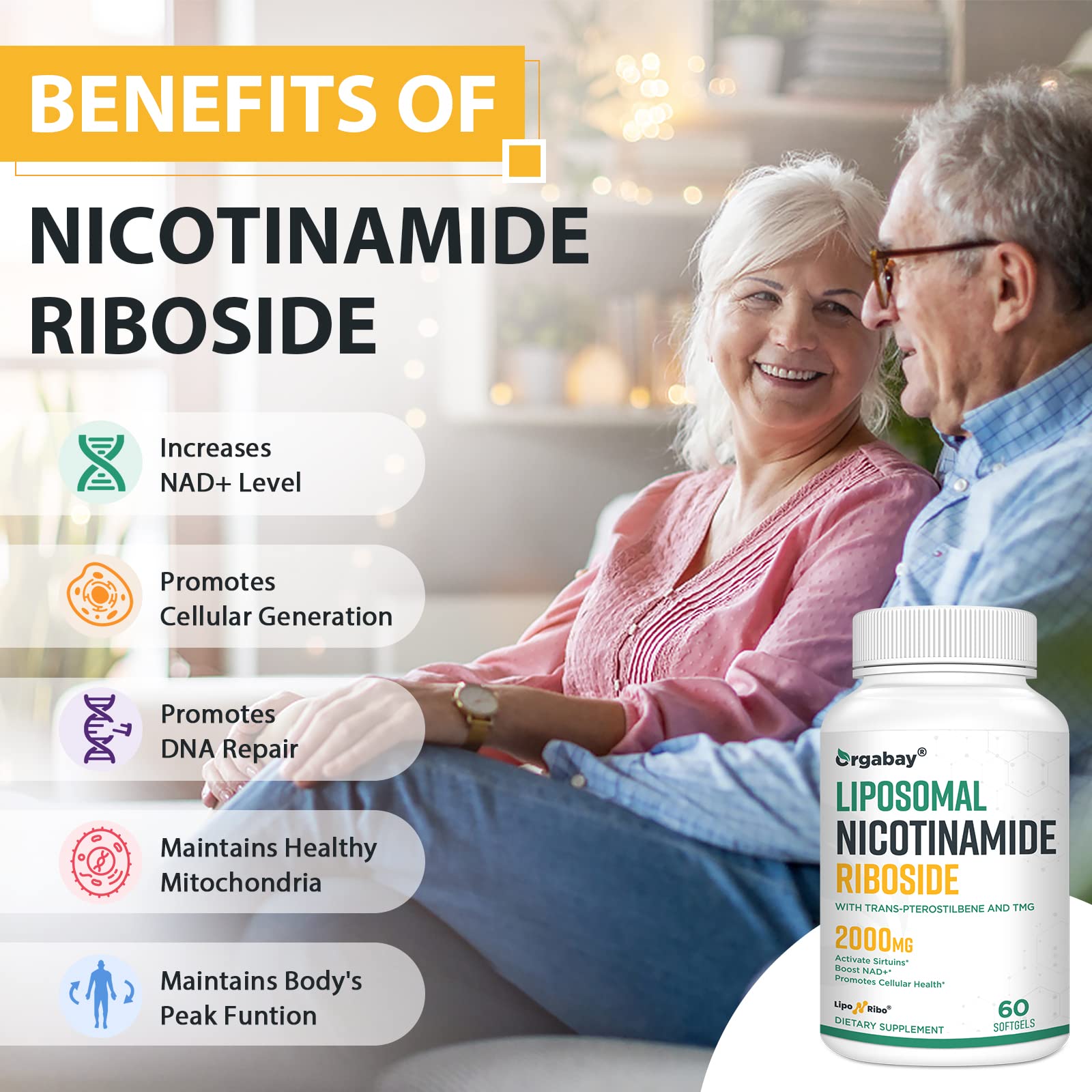 Foto 6 | Suplemento De Ribósido De Nicotinamida Liposomal Orgabay 2000 Mg - Venta Internacional.