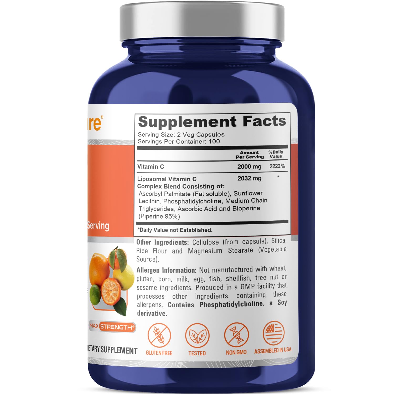 Foto 3 pulgar | Suplemento De Vitamina C Liposomal Nusapure 2032 Mg 200 Cápsulas - Venta Internacional.