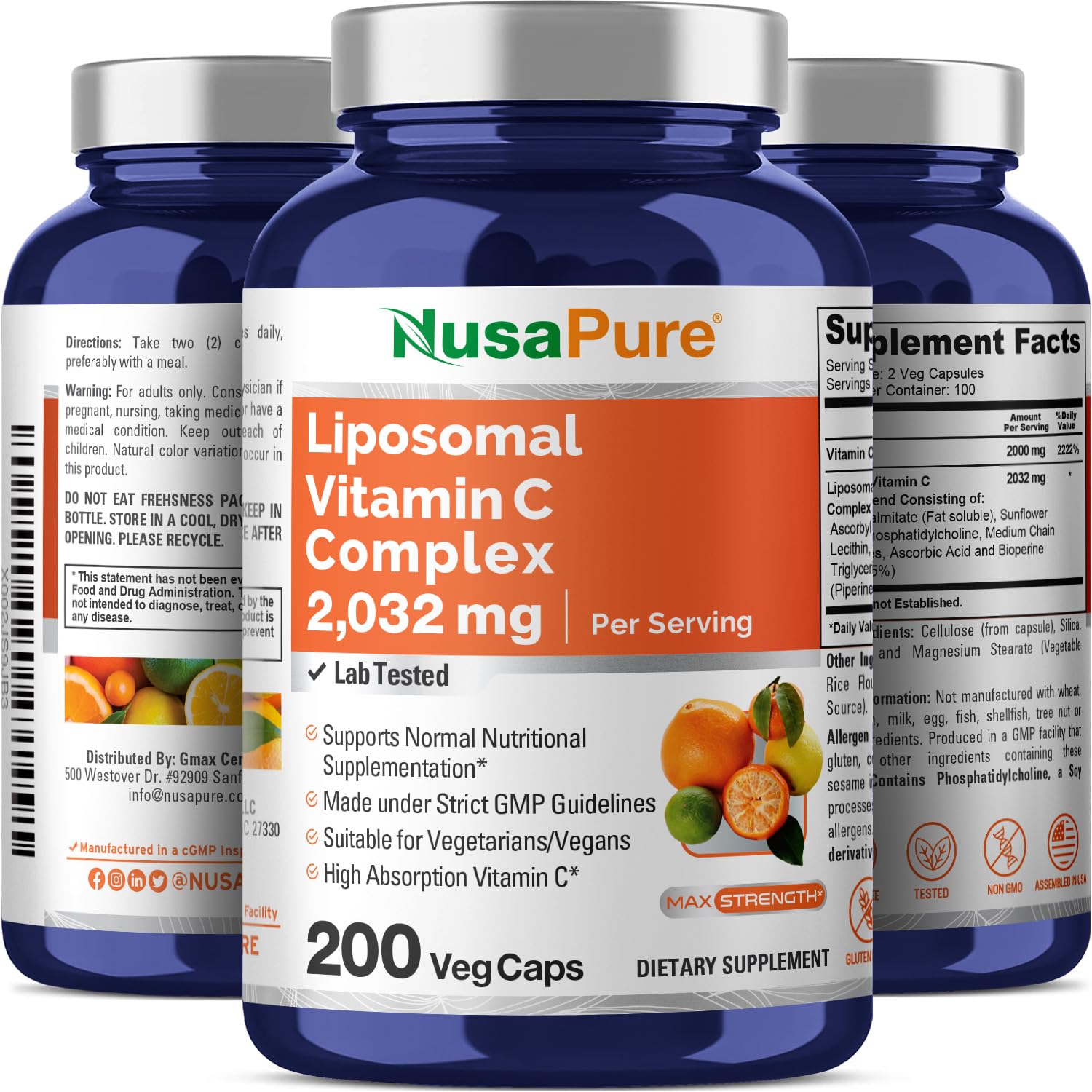 Foto 5 pulgar | Suplemento De Vitamina C Liposomal Nusapure 2032 Mg 200 Cápsulas - Venta Internacional.