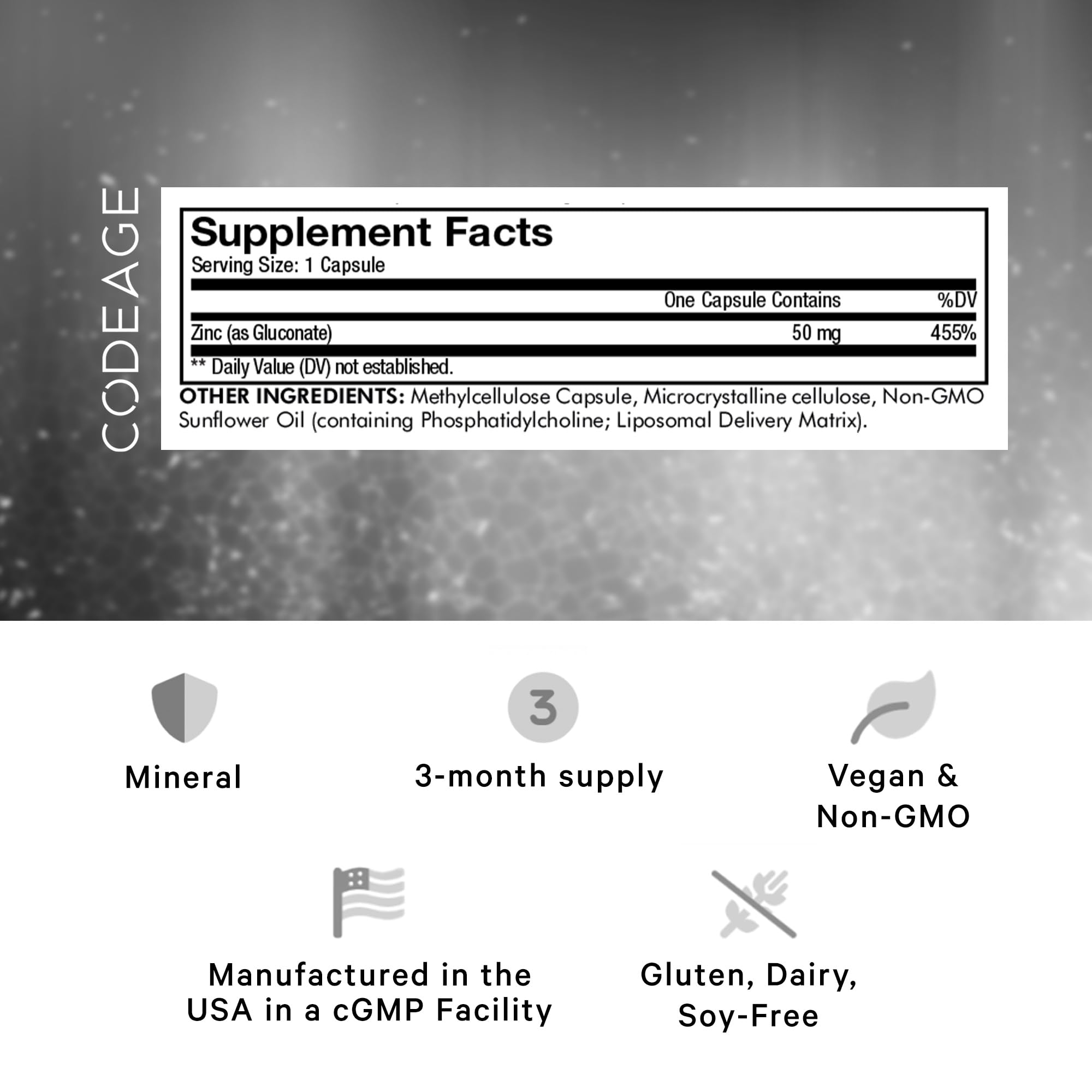 Foto 3 pulgar | Suplemento Codeage Liposomal Zinc 50 Mg 100 Cápsulas - Venta Internacional.