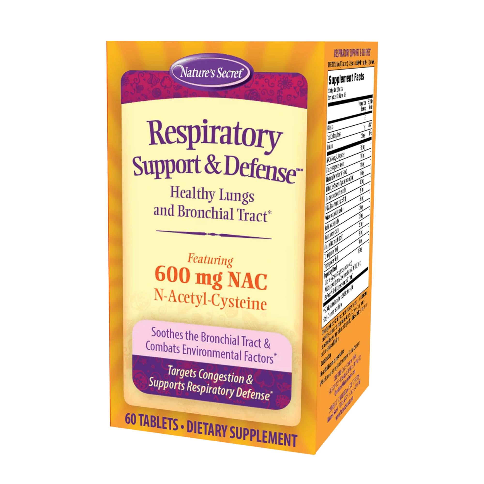 Foto 2 pulgar | Suplemento Nature's Secret Respiratory Support 60 Comprimidos - Venta Internacional.