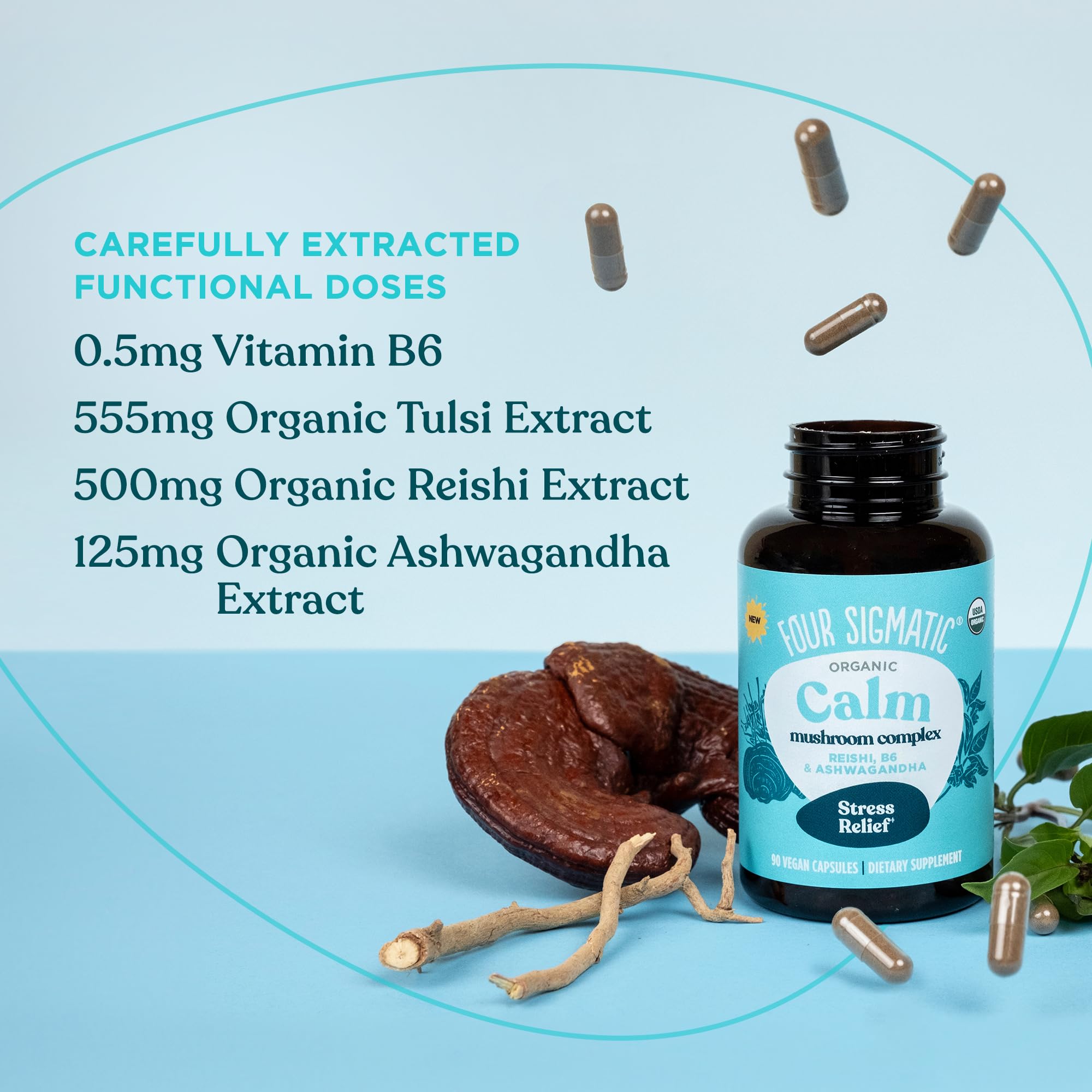 Foto 4 | Suplemento Four Sigmatic Calm Capsules Vegano, 30 Porciones - Venta Internacional.