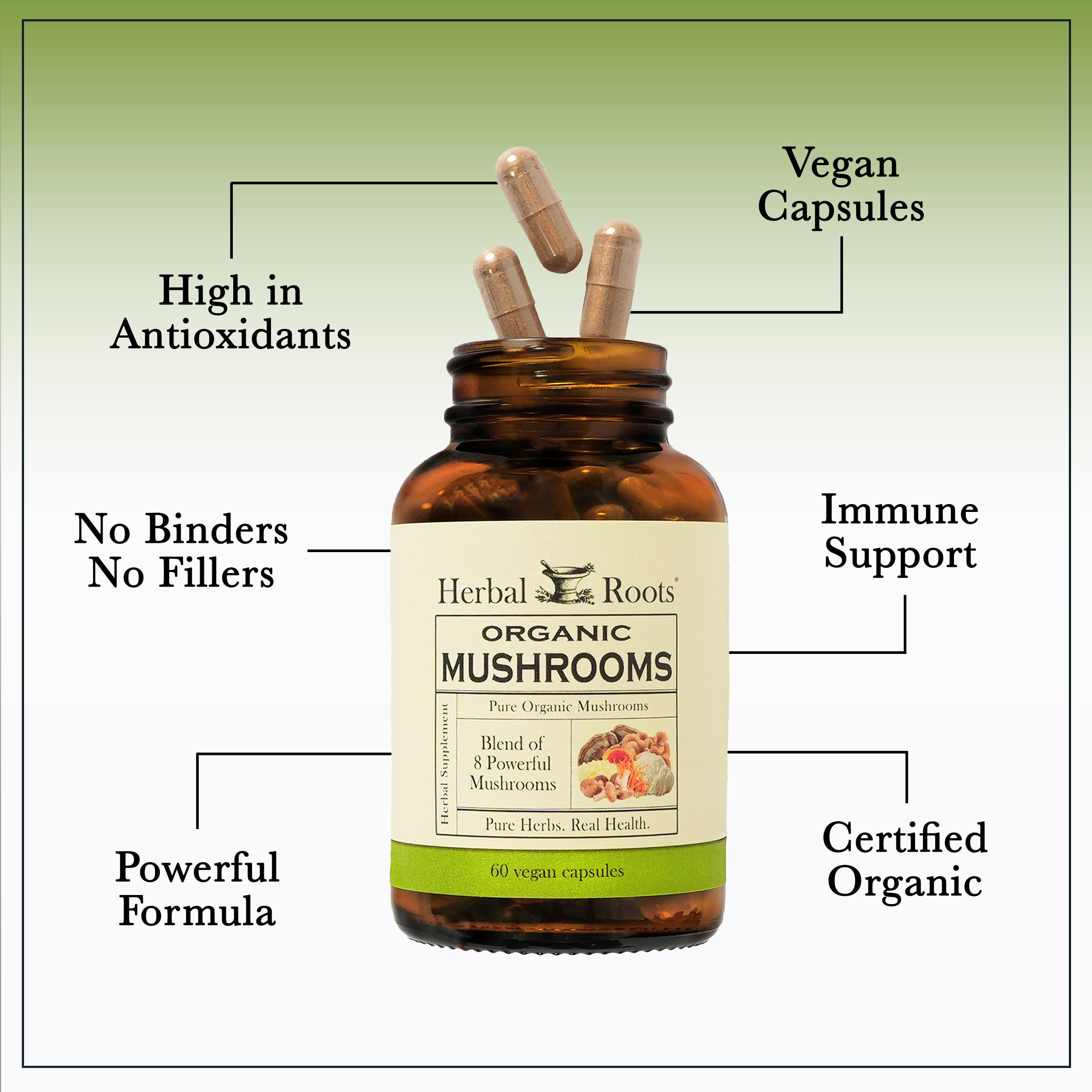 Foto 4 | Cápsulas De Suplemento Herbal Roots Mushroom Blend 8 Organic - Venta Internacional.