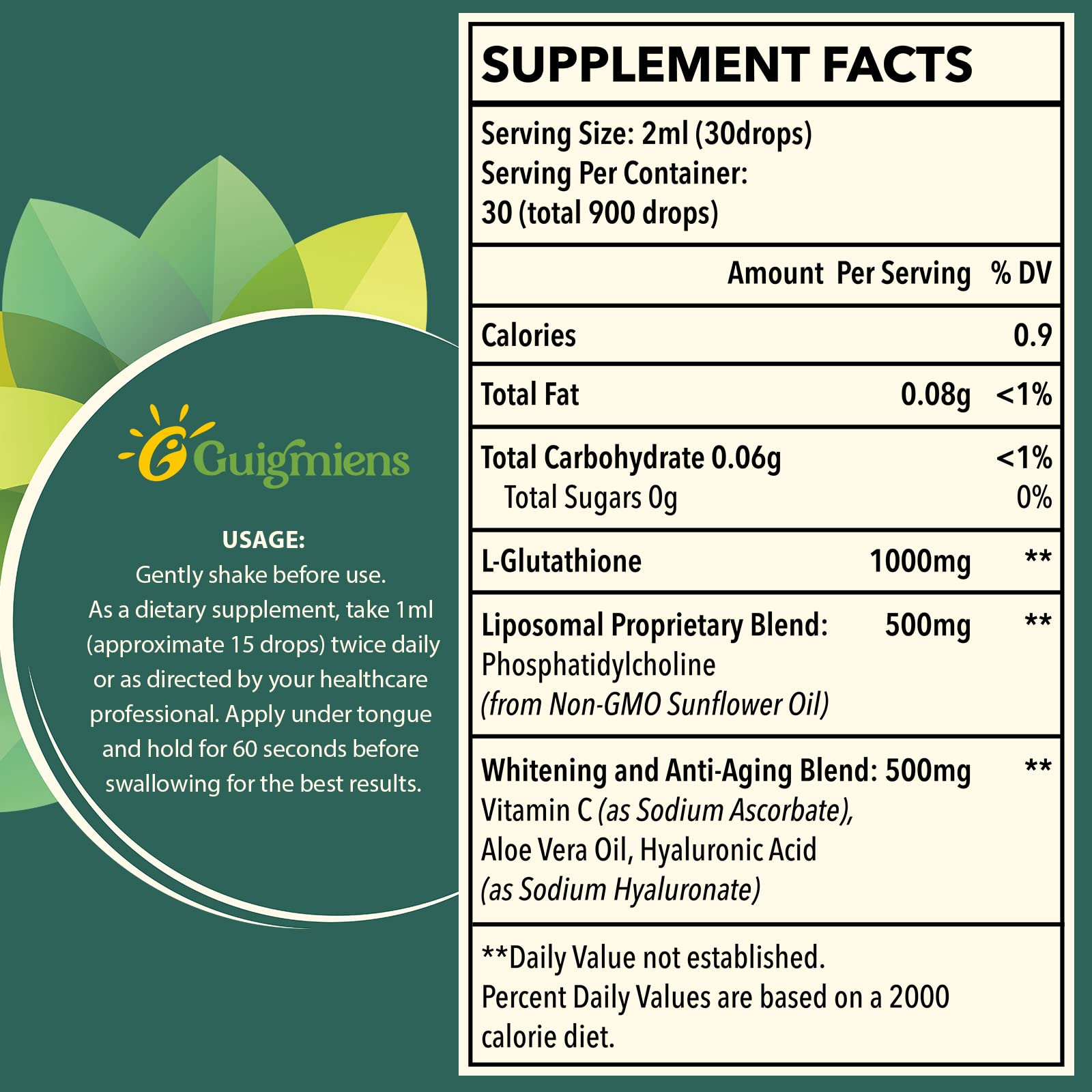 Foto 3 pulgar | Suplemento De Glutatión Liposomal De Guigmiens 1500 Mg 60 Ml - Venta Internacional.