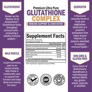 Foto 4 | Suplemento Bioschwartz Glutatión Complex 500 Mg 60 Cápsulas- Venta Internacional