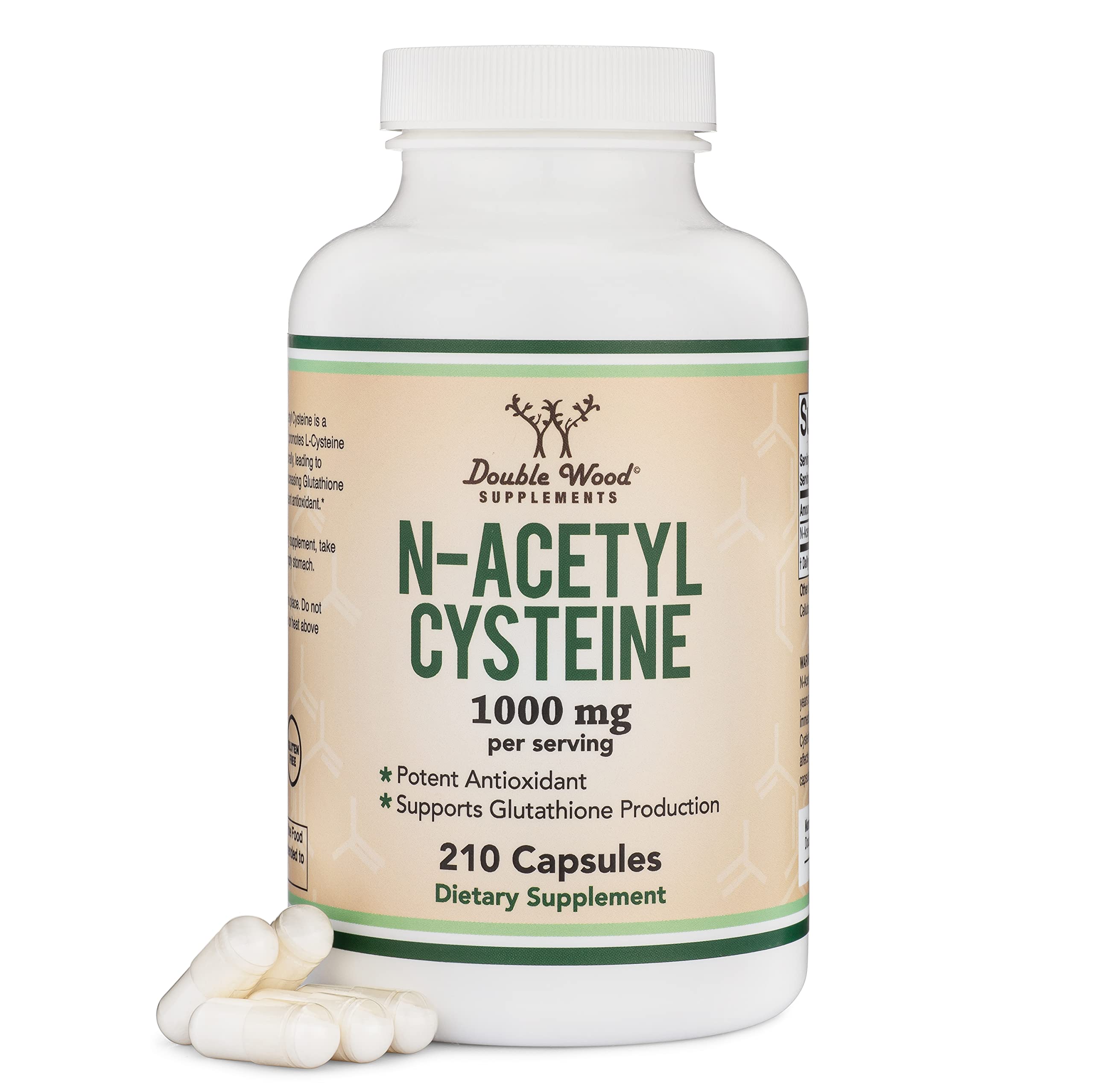 Foto 2 pulgar | Suplemento De N-acetil Cisteína De Double Wood, 1000 Mg, 210 Cápsulas - Venta Internacional.