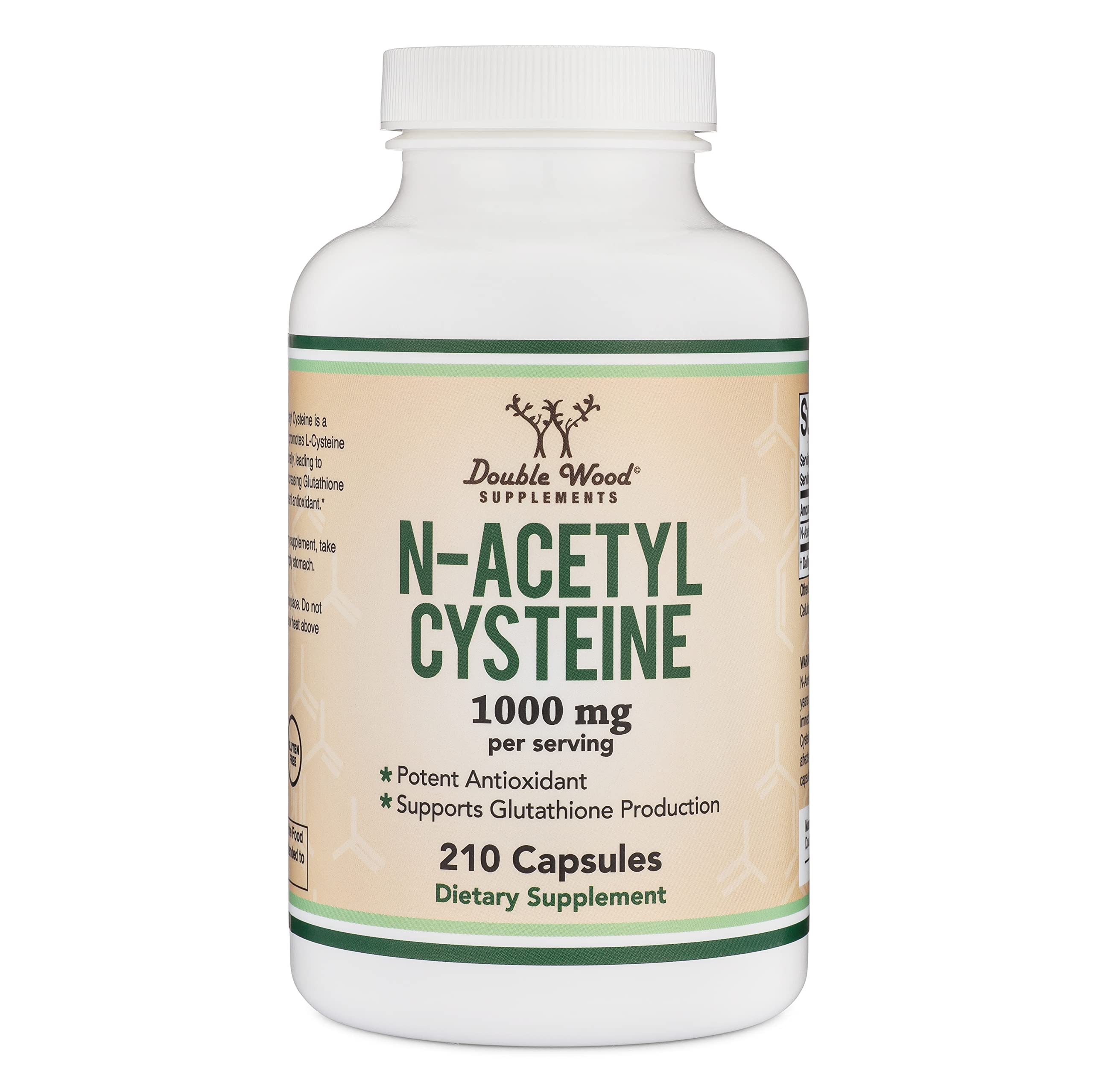 Foto 5 pulgar | Suplemento De N-acetil Cisteína De Double Wood, 1000 Mg, 210 Cápsulas - Venta Internacional.