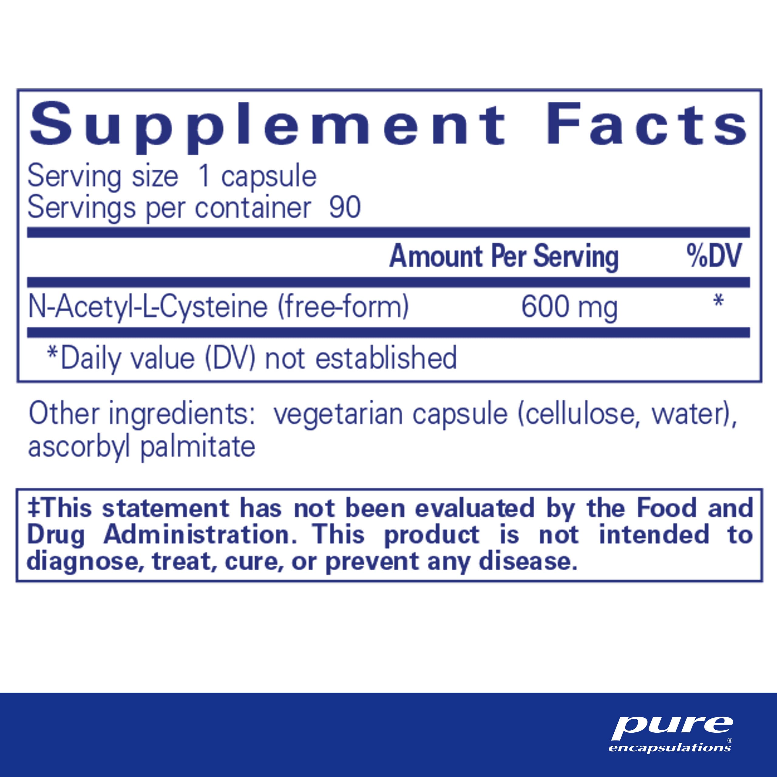 Foto 3 pulgar | Suplemento Pure Encapsulations Nac De 600 Mg Para Pulmón E Hígado - Venta Internacional.