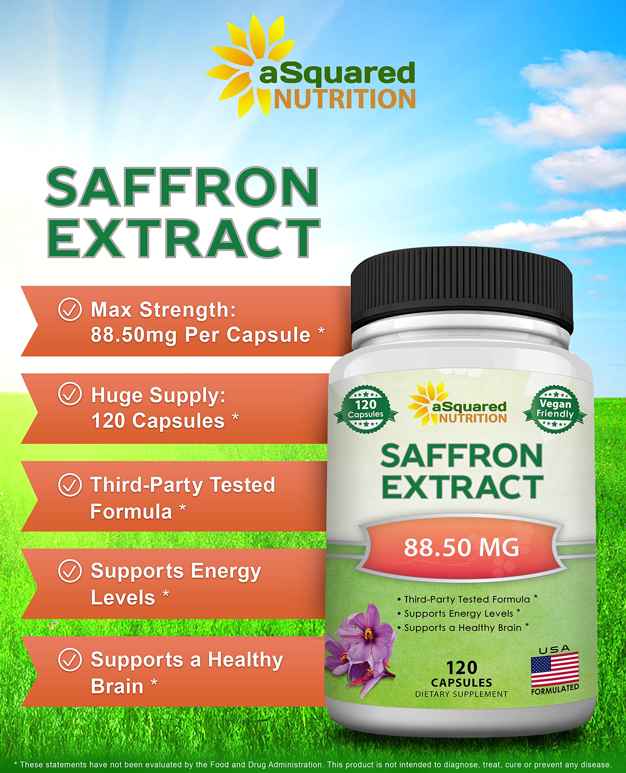 Foto 3 pulgar | Suplemento De Extracto De Azafrán De Squared Nutrition 88,50 Mg 120 Cápsulas - Venta Internacional.