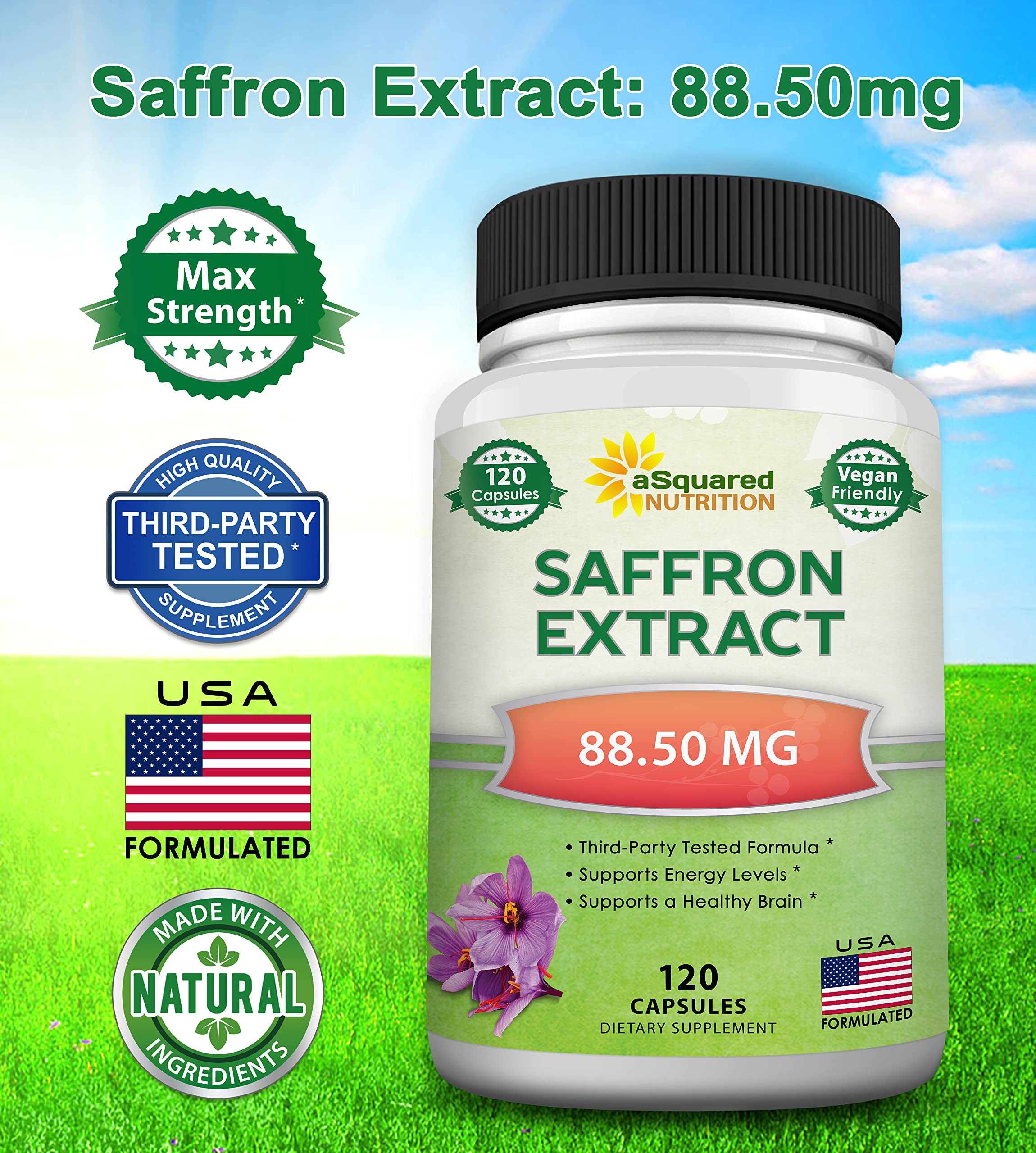 Foto 5 pulgar | Suplemento De Extracto De Azafrán De Squared Nutrition 88,50 Mg 120 Cápsulas - Venta Internacional.