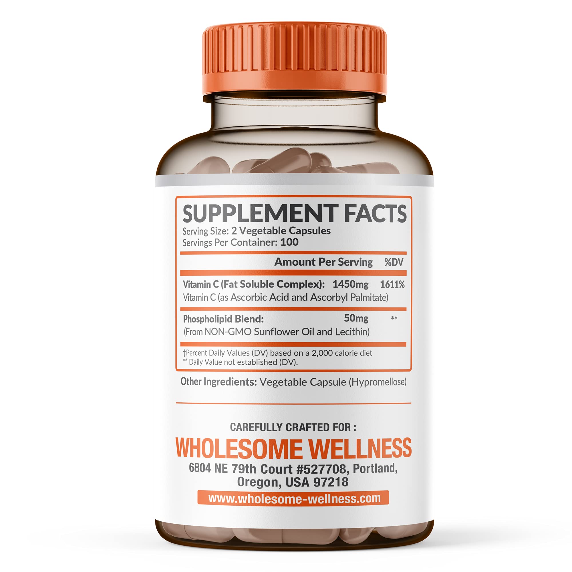 Foto 3 pulgar | Cápsulas De Vitamina C Wholesome Wellness 1500 Mg (200 Píldoras) - Venta Internacional.