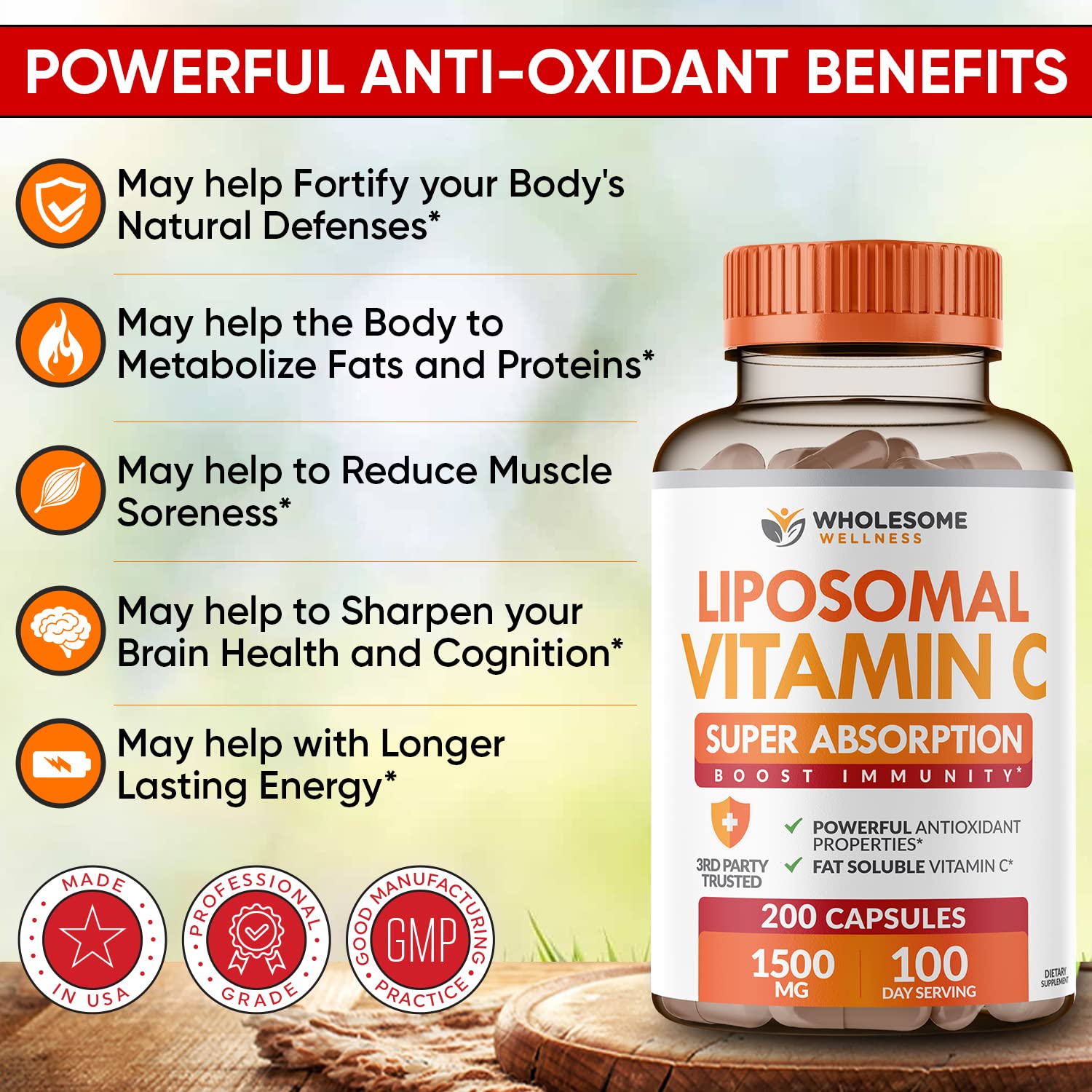 Foto 7 pulgar | Cápsulas De Vitamina C Wholesome Wellness 1500 Mg (200 Píldoras) - Venta Internacional.