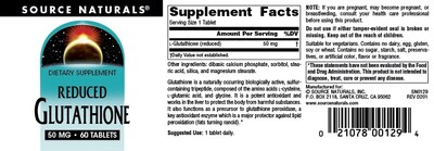 Foto 4 | Supplement Source Naturals Glutatión 50 Mg 60 Comprimidos - Venta Internacional.