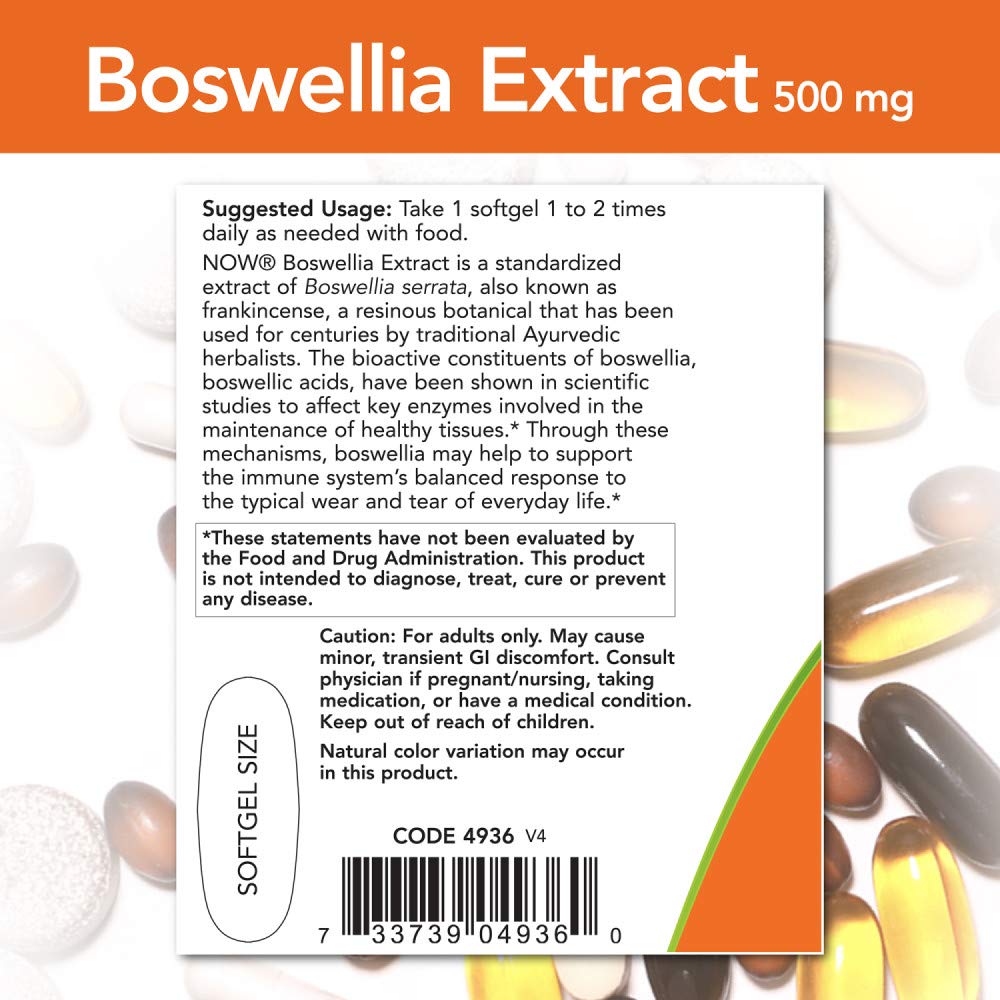 Foto 4 pulgar | Suplemento Now Foods Extracto De Boswellia, 500 Mg, Cápsulas Blandas X180 - Venta Internacional.