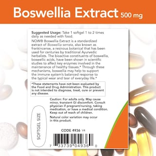 Foto 3 | Suplemento Now Foods Extracto De Boswellia, 500 Mg, Cápsulas Blandas X180 - Venta Internacional.