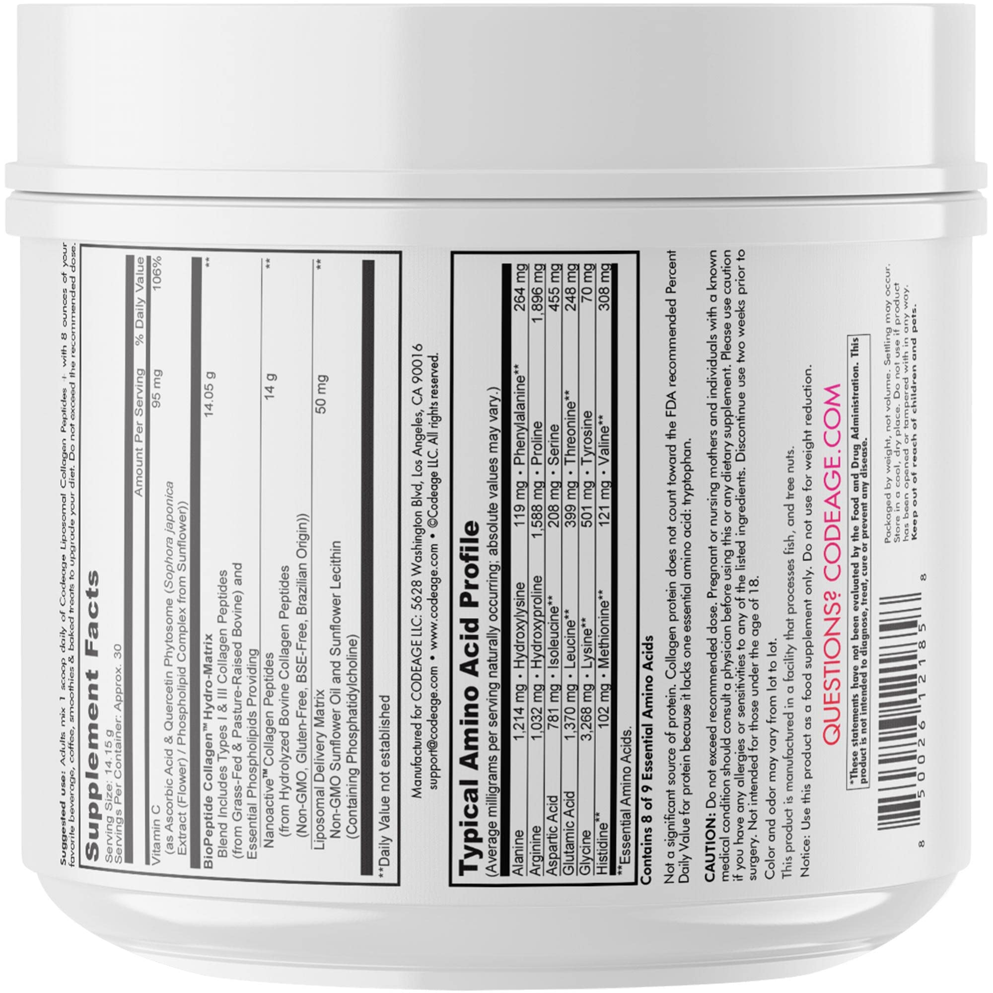 Foto 7 pulgar | Suplemento De Péptidos De Colágeno Liposomal Codeage 420 Ml - Venta Internacional.