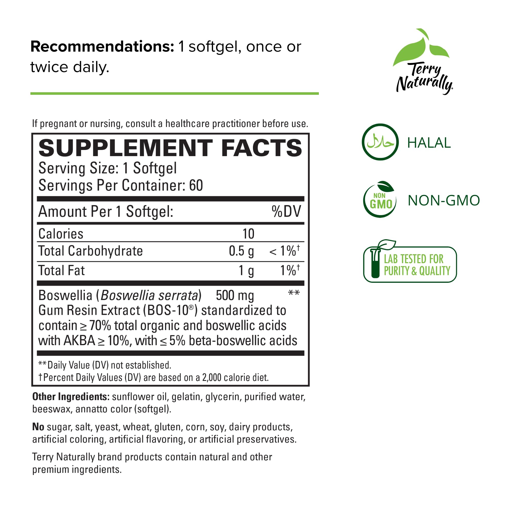 Foto 3 pulgar | Suplemento Terry Naturally Bosmed 500 Boswellia 500 Mg 60 - Venta Internacional.