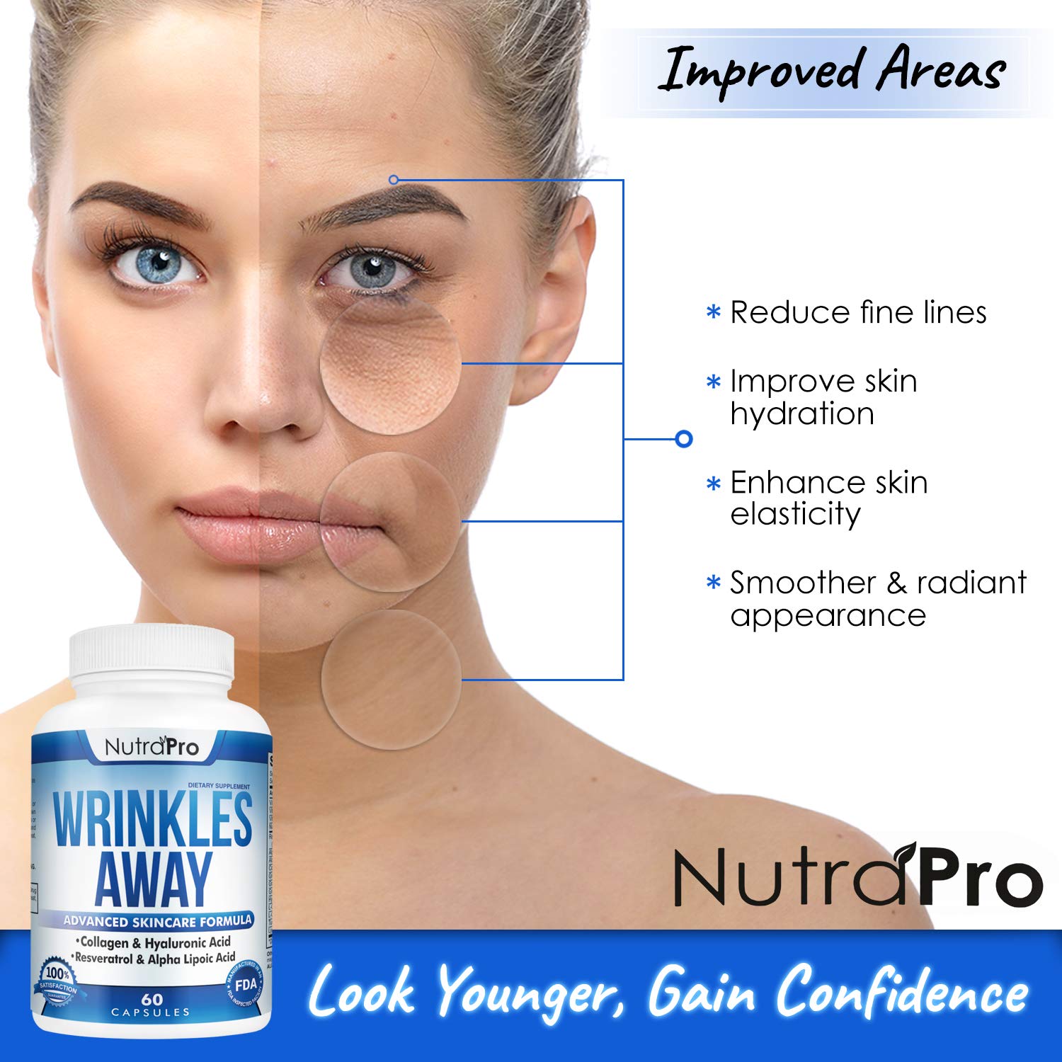 Foto 5 pulgar | Suplemento Nutrapro Para Piel Antiarrugas Y Sin Edad Con Colágeno - Venta Internacional.