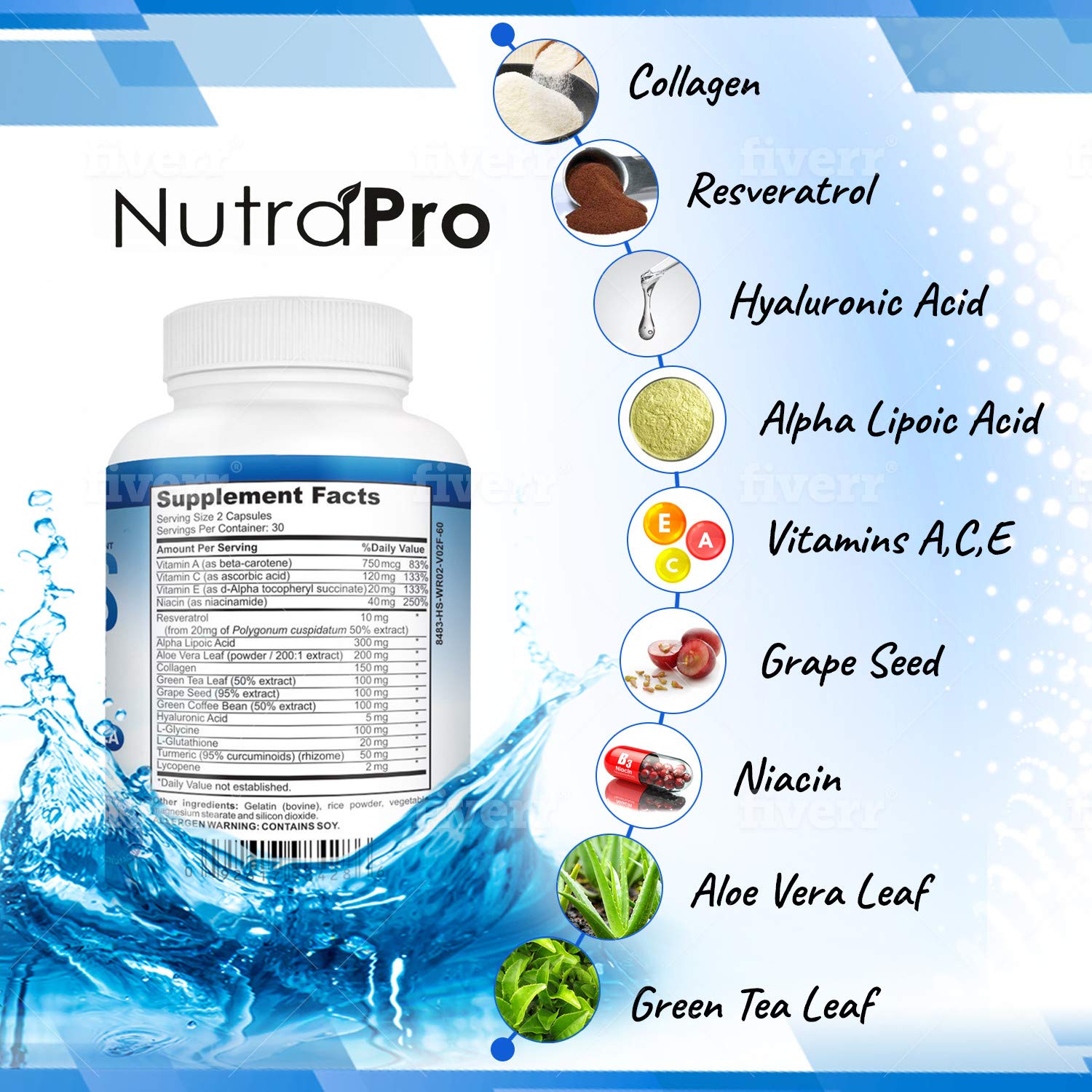 Foto 6 pulgar | Suplemento Nutrapro Para Piel Antiarrugas Y Sin Edad Con Colágeno - Venta Internacional.