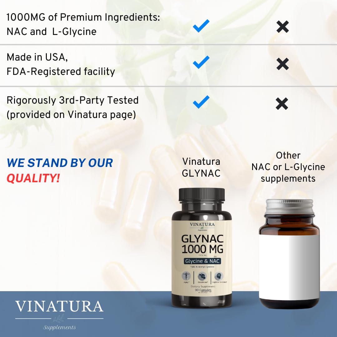 Foto 5 | Suplemento Vinatura Glynac 1000 Mg De Glicina Y Nac 90 Cápsulas - Venta Internacional.