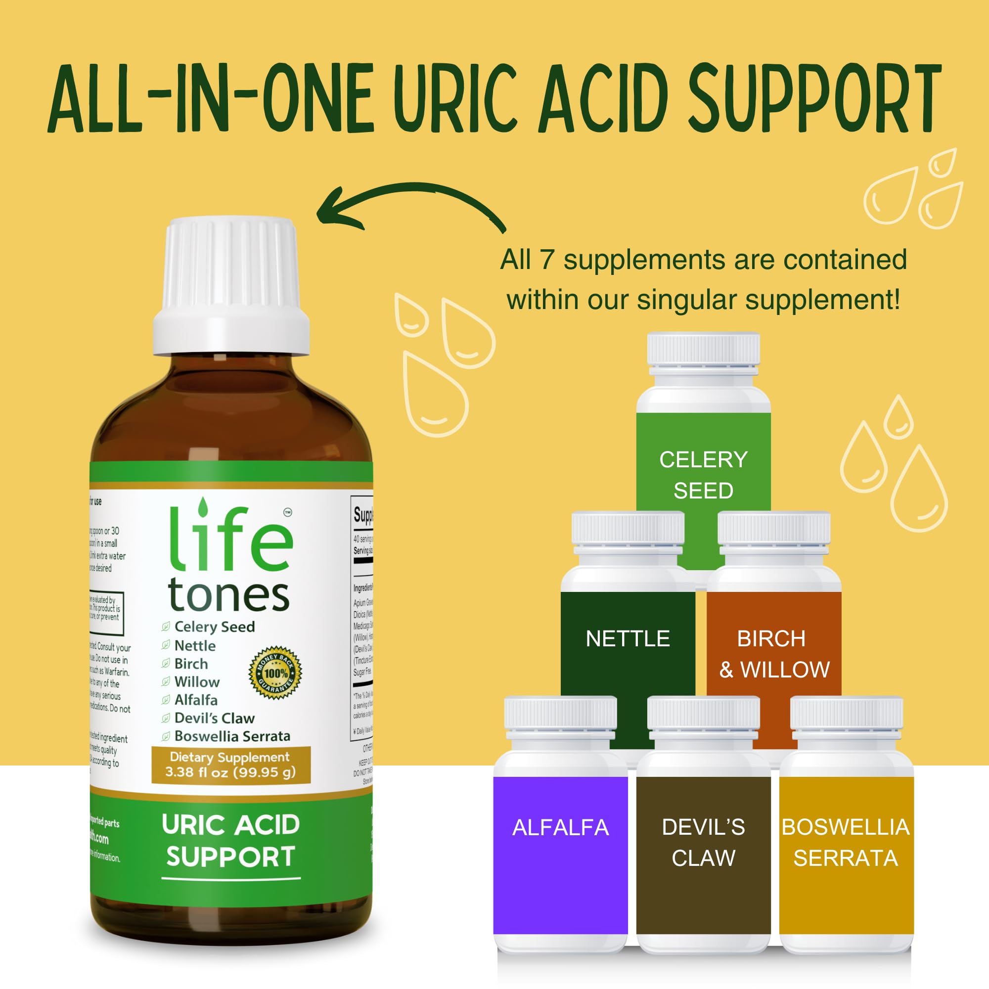Foto 6 pulgar | Suplemento Life Tones De Ácido Úrico Que Apoya La Salud De Las Articulaciones, 100 Ml - Venta Internacional.