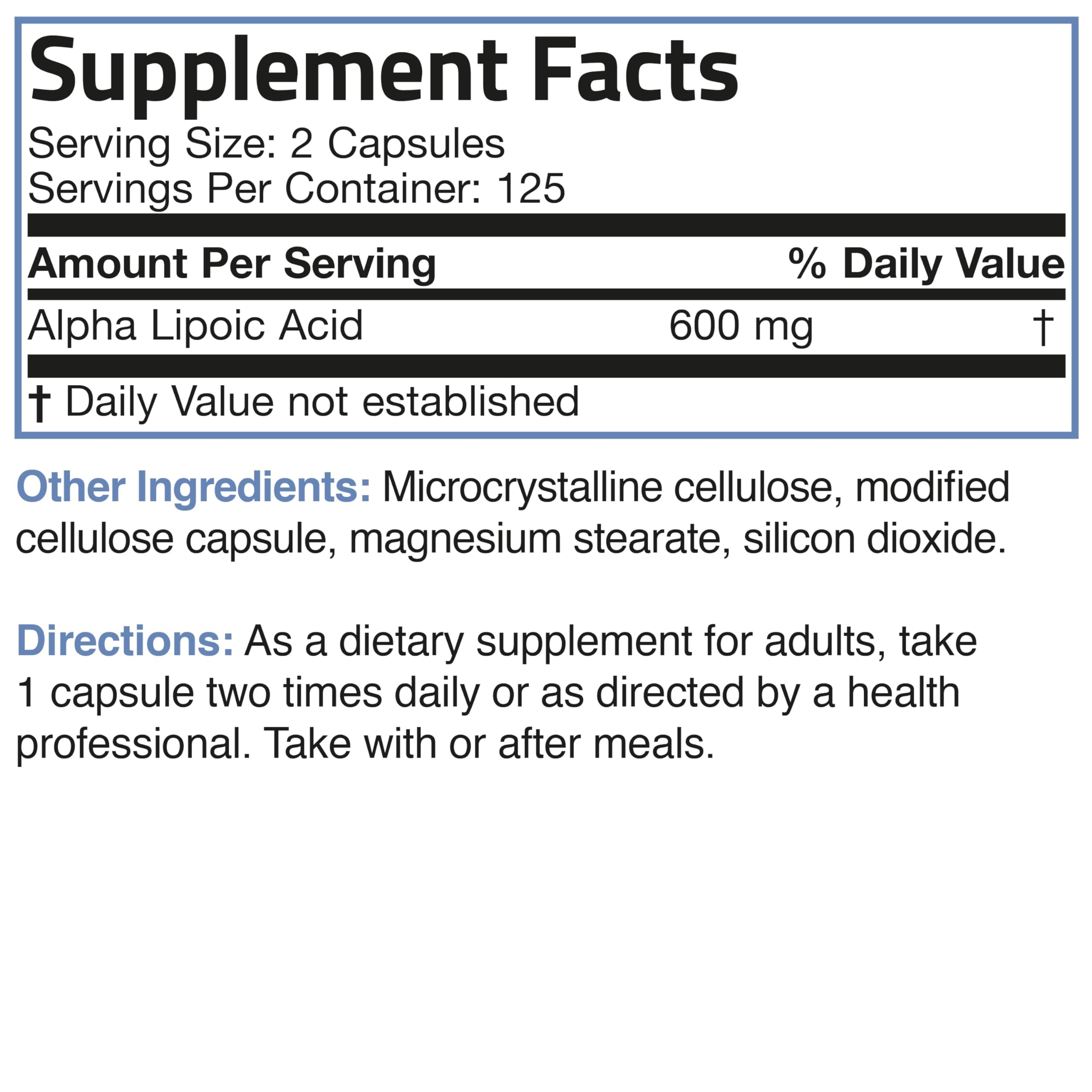 Foto 7 pulgar | Suplemento De Ácido Alfa Lipoico De Bronson 600 Mg 250 Cápsulas - Venta Internacional.