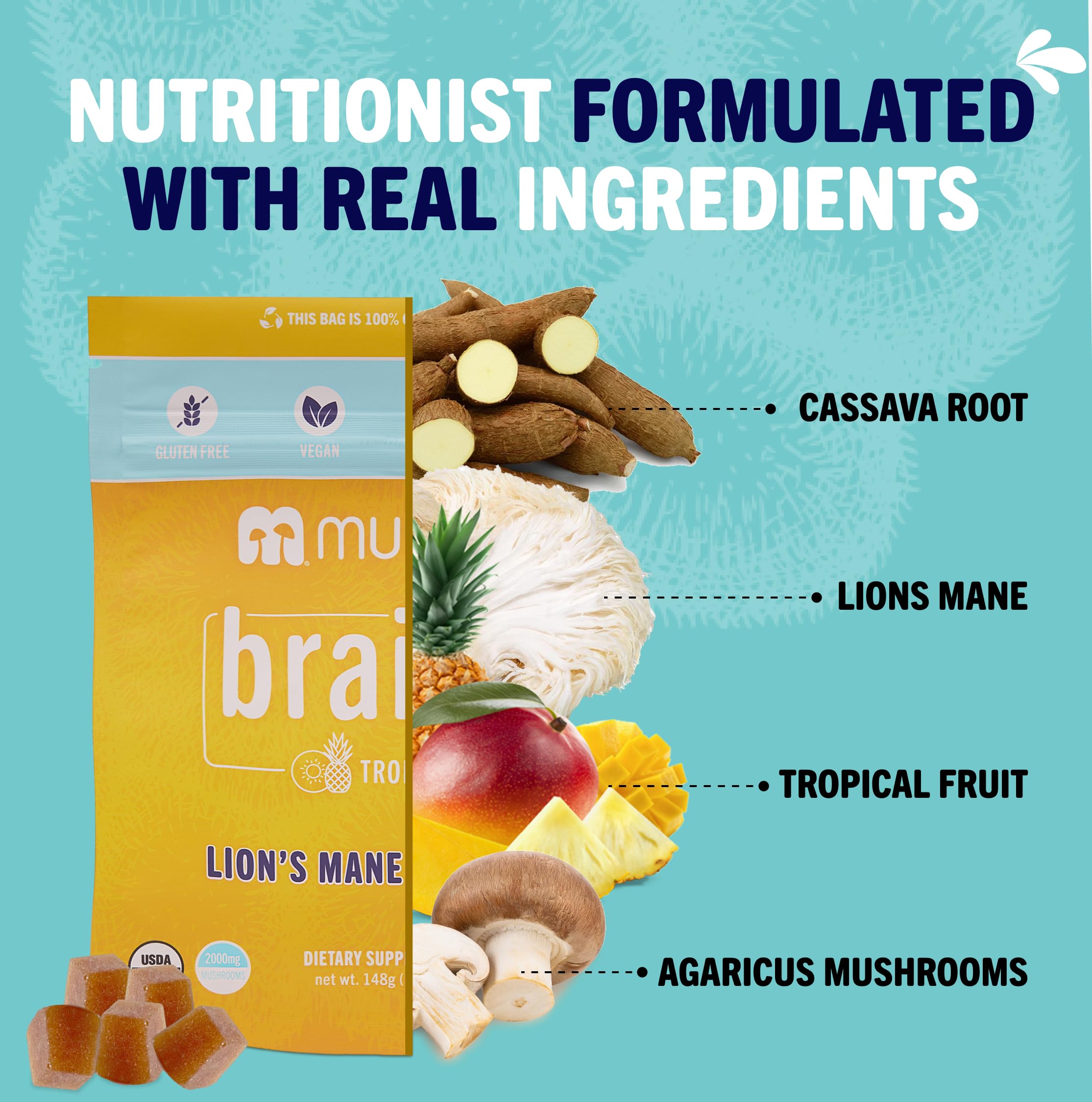 Foto 7 pulgar | Gominolas Mushie Lion's Mane Mushroom, 2000 Mg, Con Vitamina D, 60 Unidades - Venta Internacional.
