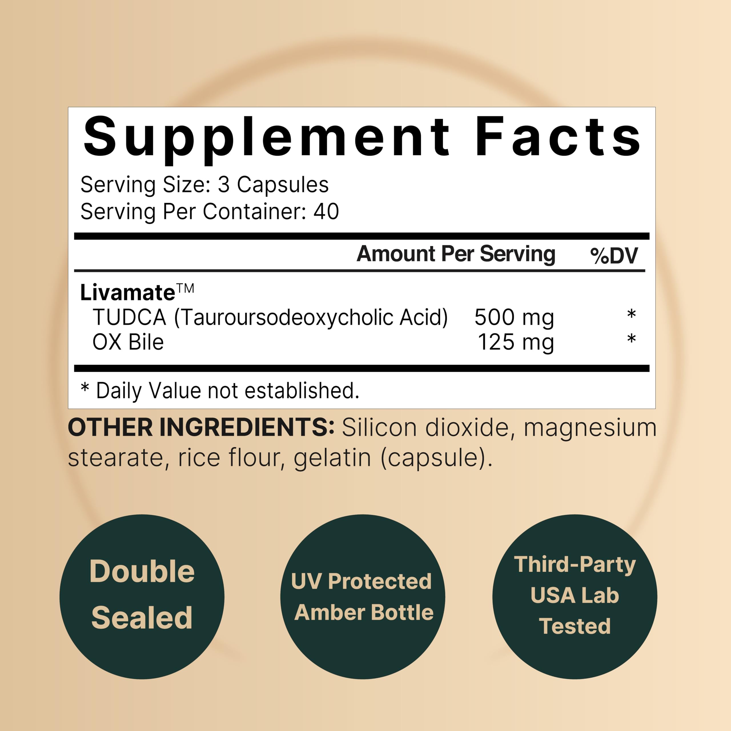 Foto 3 pulgar | Suplemento Naturebell Tudca 500 Mg Con Ox Bile 125 Mg 120 Cápsulas - Venta Internacional.