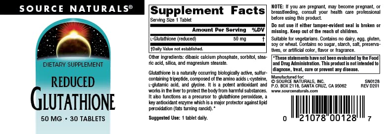 Foto 5 pulgar | Supplement Source Naturals Glutatión 50 Mg Para Hígado 30 Comprimidos - Venta Internacional.