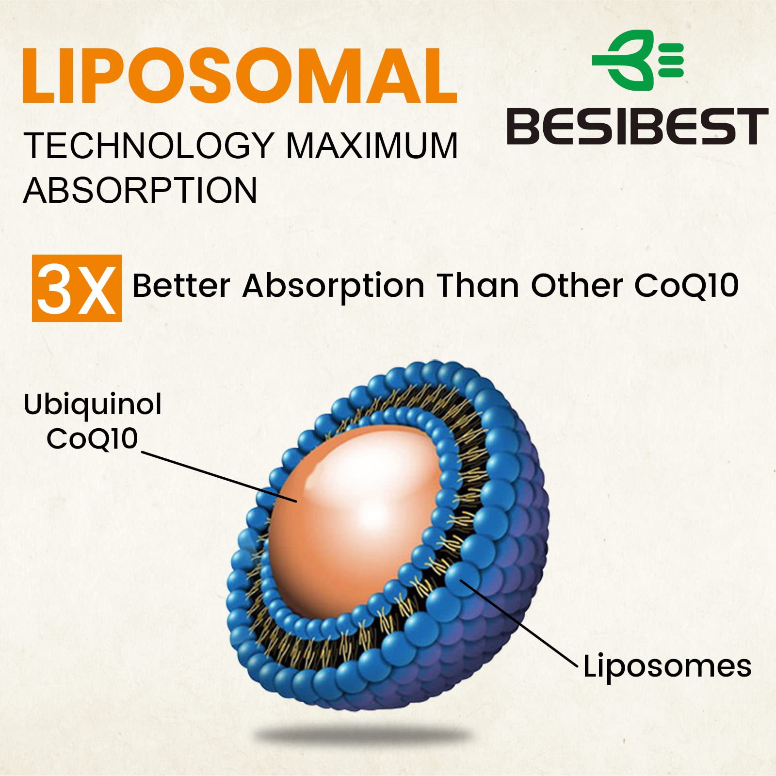 Foto 6 pulgar | Suplemento Besibest Liposomal Coq10 Ubiquinol 1000 Mg 120 Cápsulas Blandas - Venta Internacional.